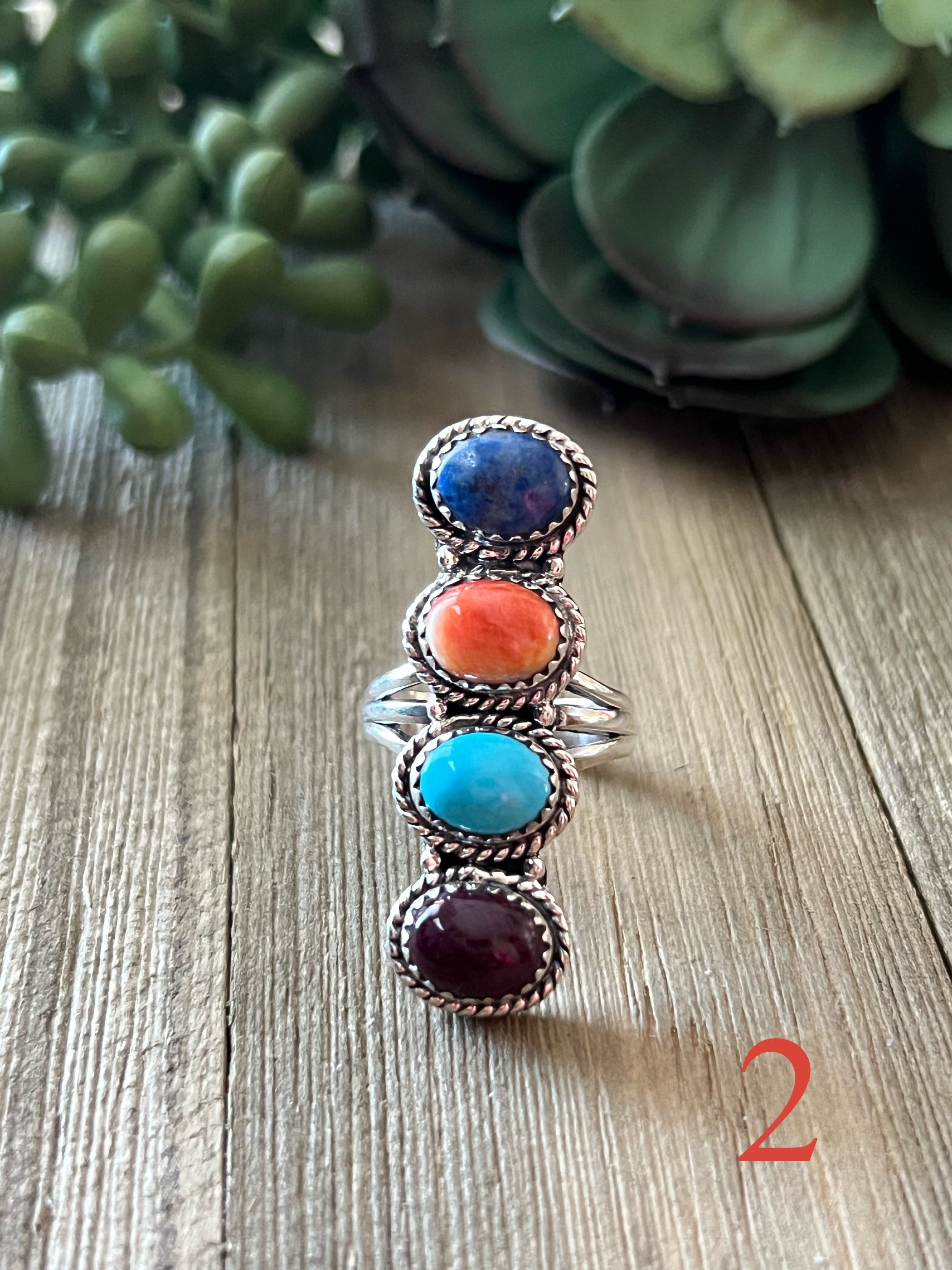 Southwest Made Multi Stone & Sterling Silver Ring