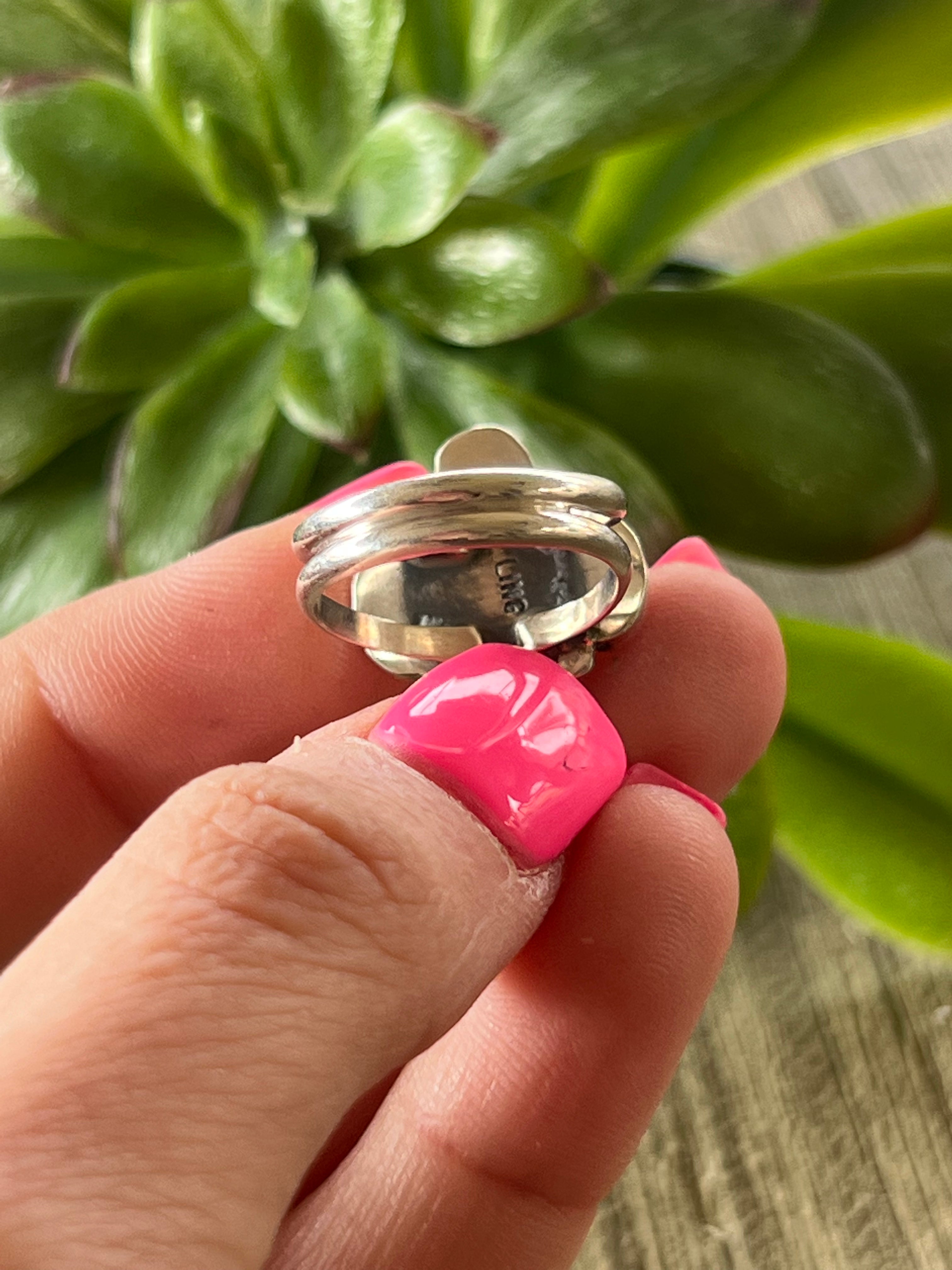 Navajo Made Mediterranean Coral & Sterling Silver Ring