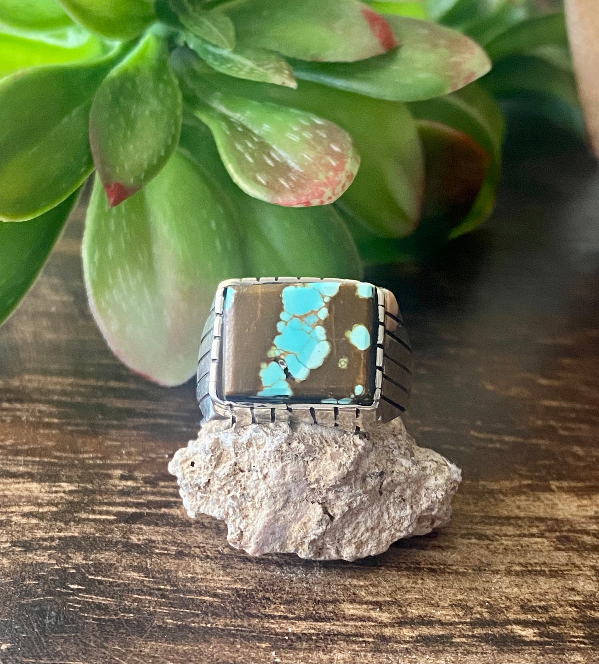 Trevor Jack #8 Turquoise & Sterling Silver Ring Size 9.5