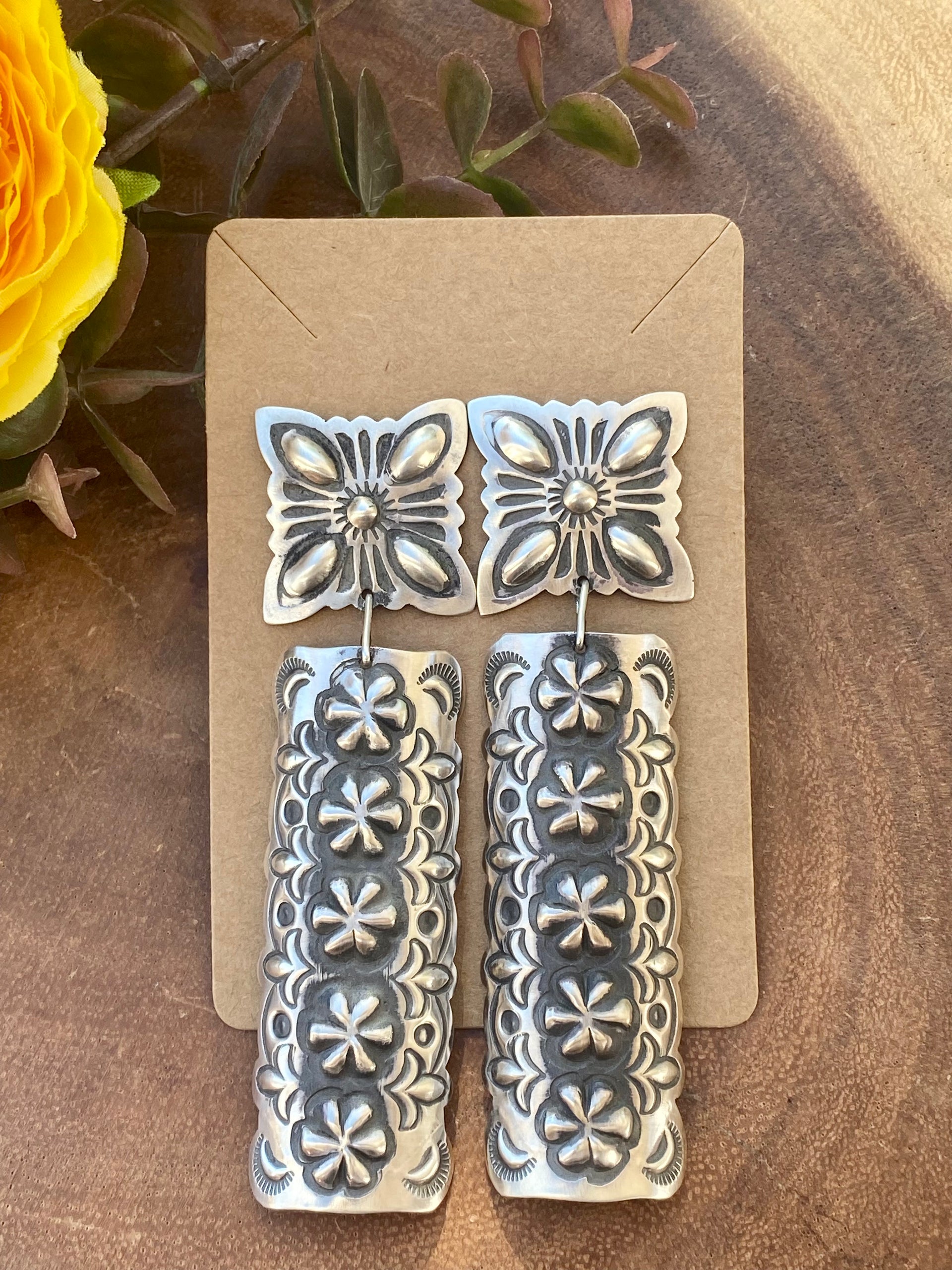 Leander Tahe Sterling Silver Post Dangle Earrings