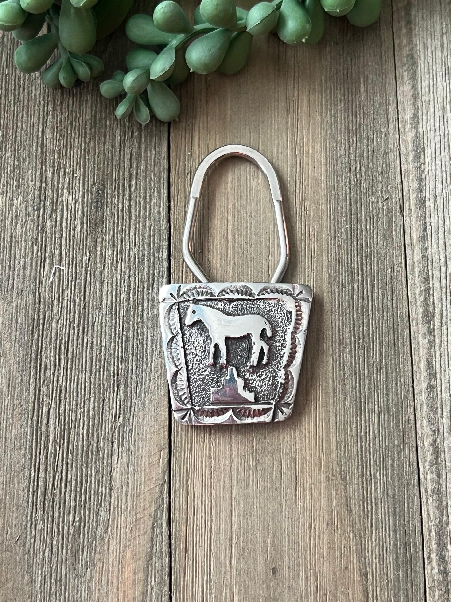 Navajo Made Sterling Silver Horse Key Chain