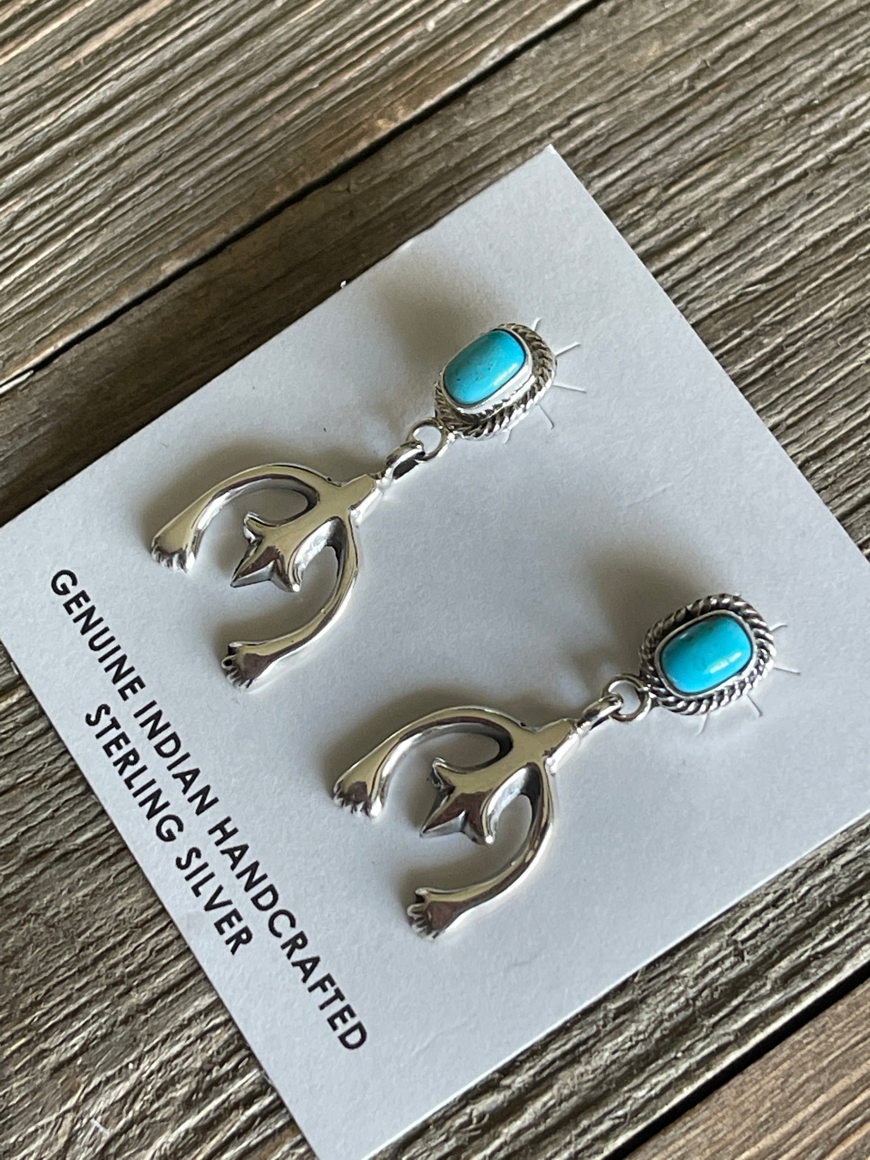 Verley Betone Kingman Turquoise & Sterling Silver Naja Post Earrings