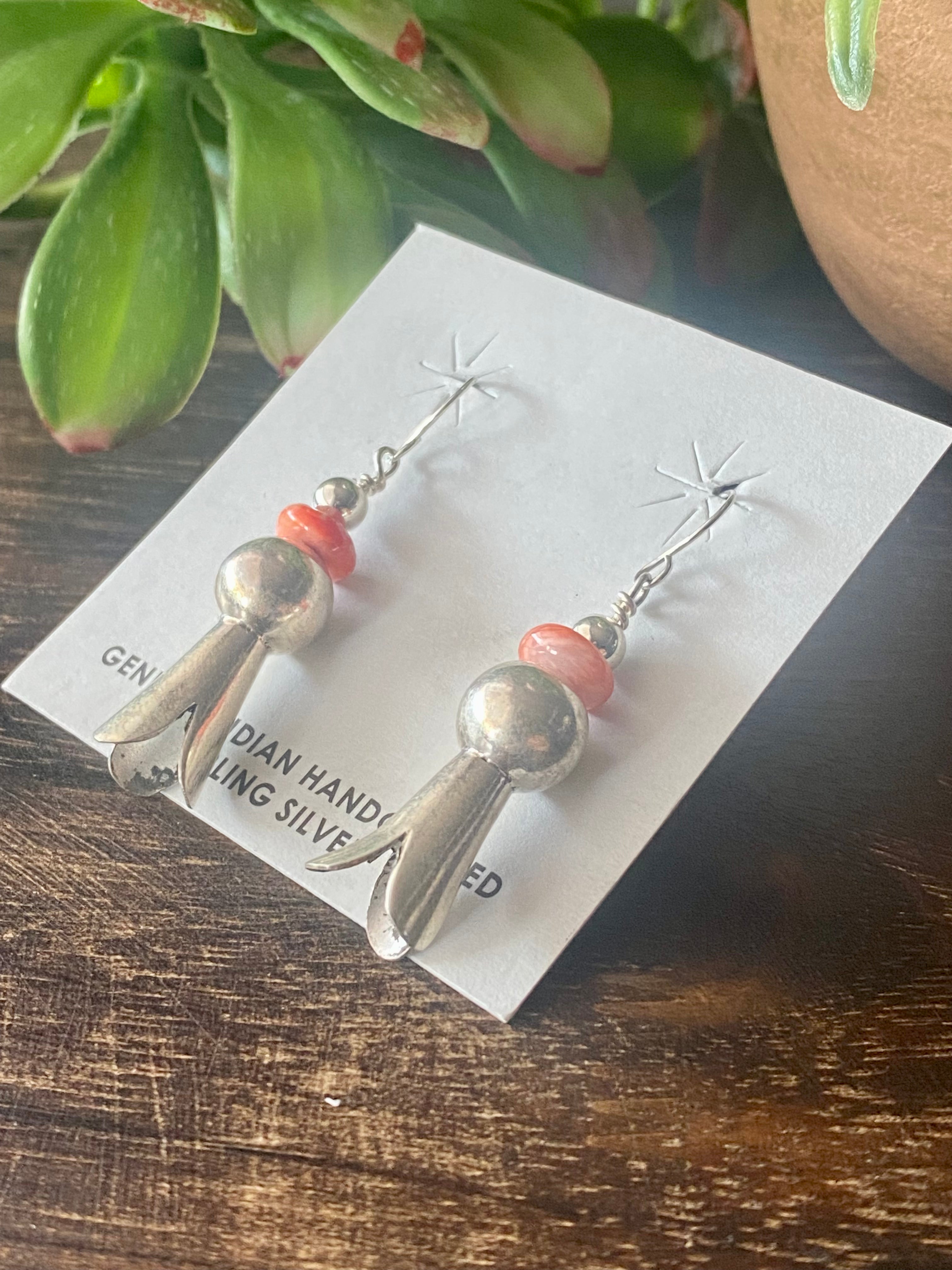 Lenora Garcia Spiny Oys & Sterling Silver Blossom Dangle Earrings