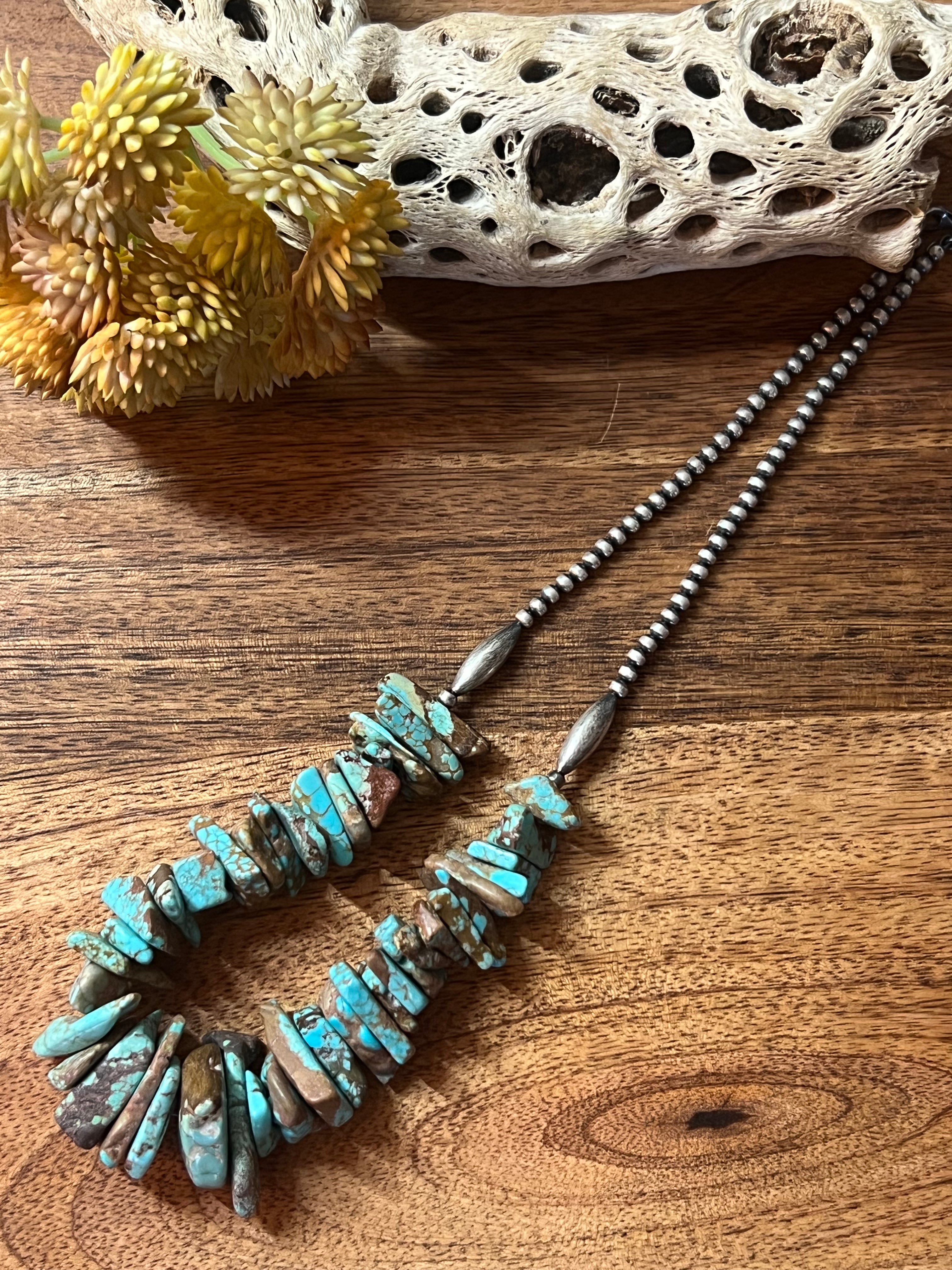 Navajo Made #8 Turquoise & Sterling Silver Necklace