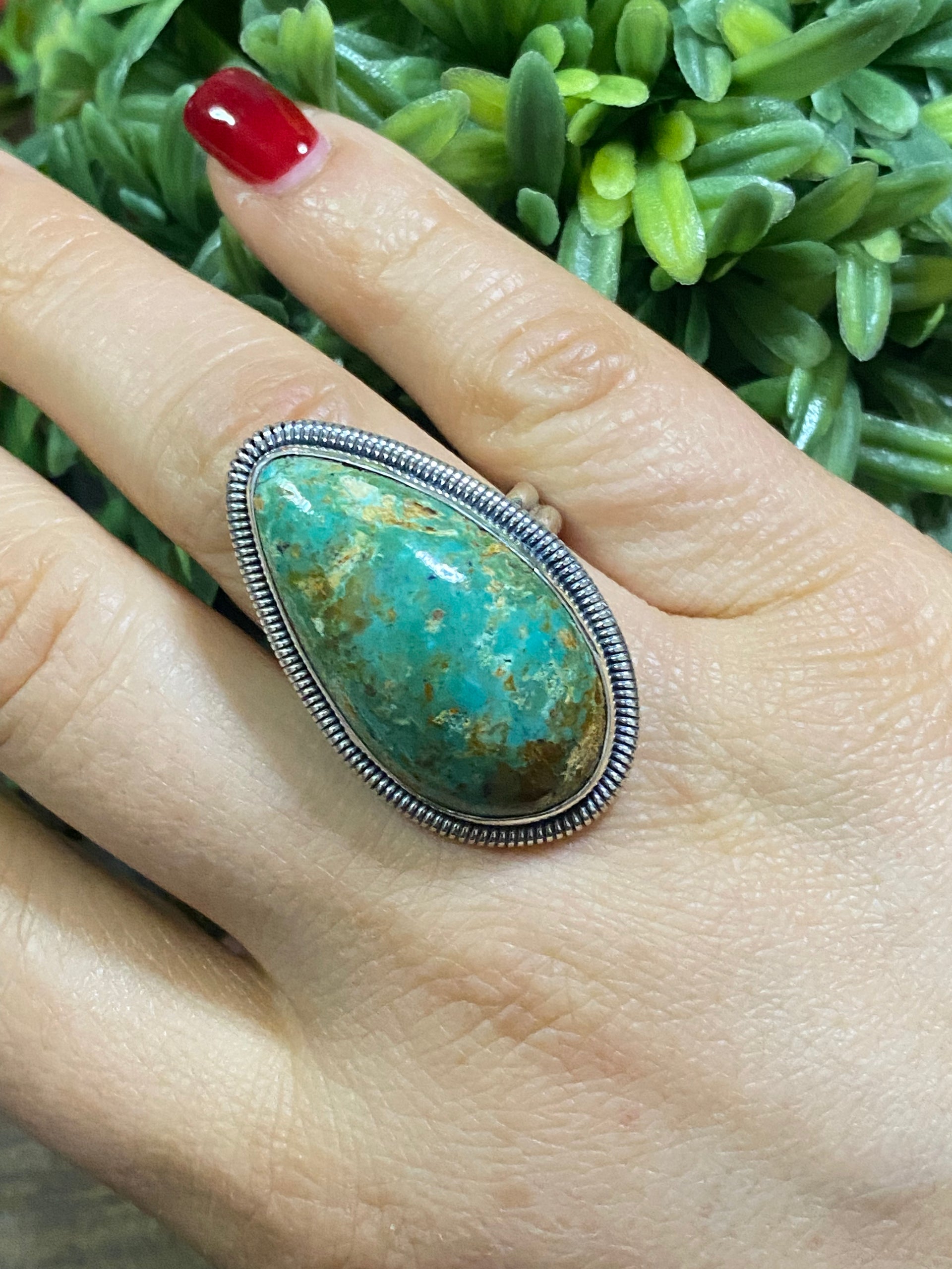 Wydell Billie Royston Turquoise & Sterling Silver Adjuatable Ring Size 9.5