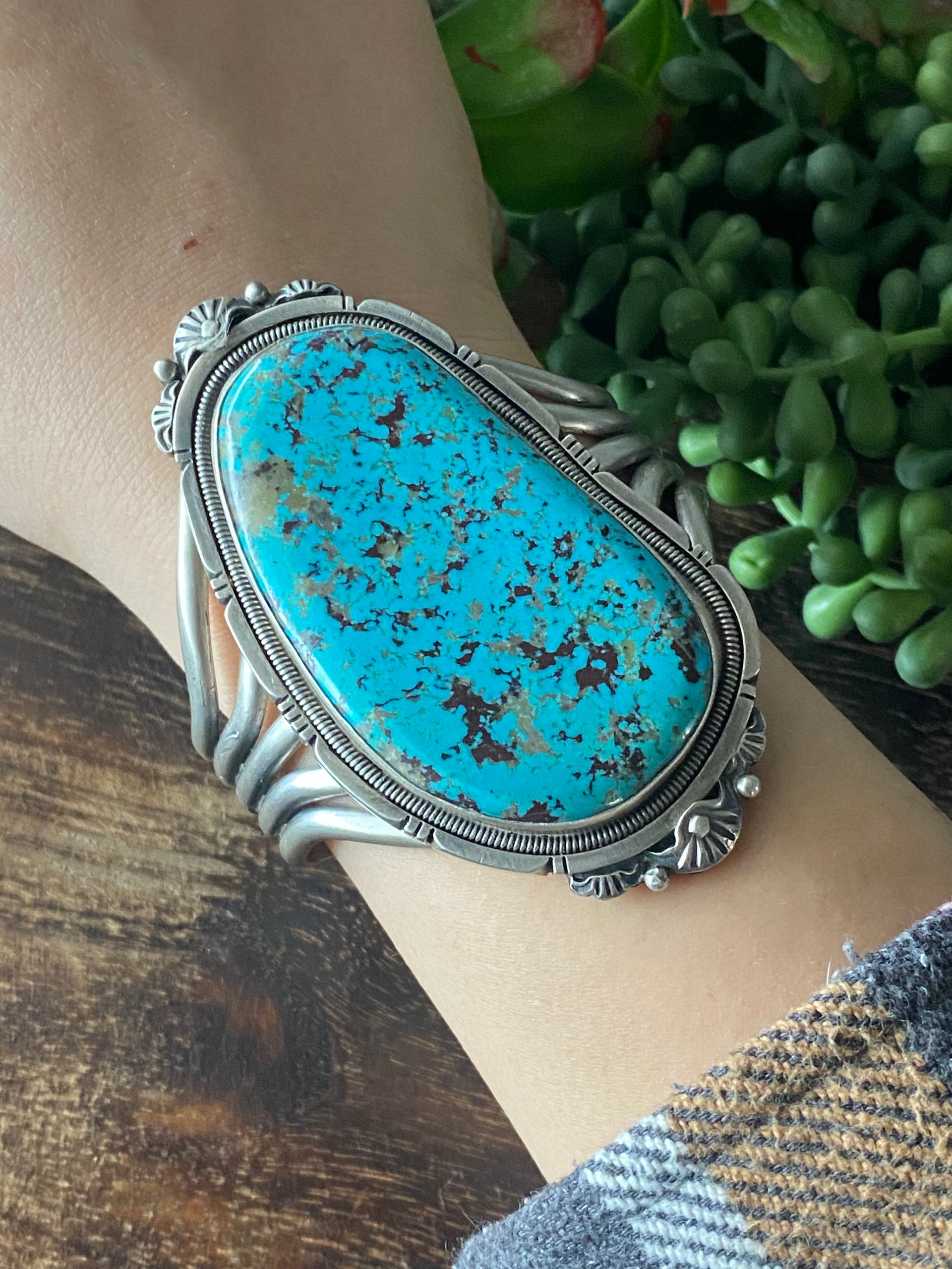 Wydell Billie Red Skin Turquoise & Sterling Silver Mega Cuff Bracelet