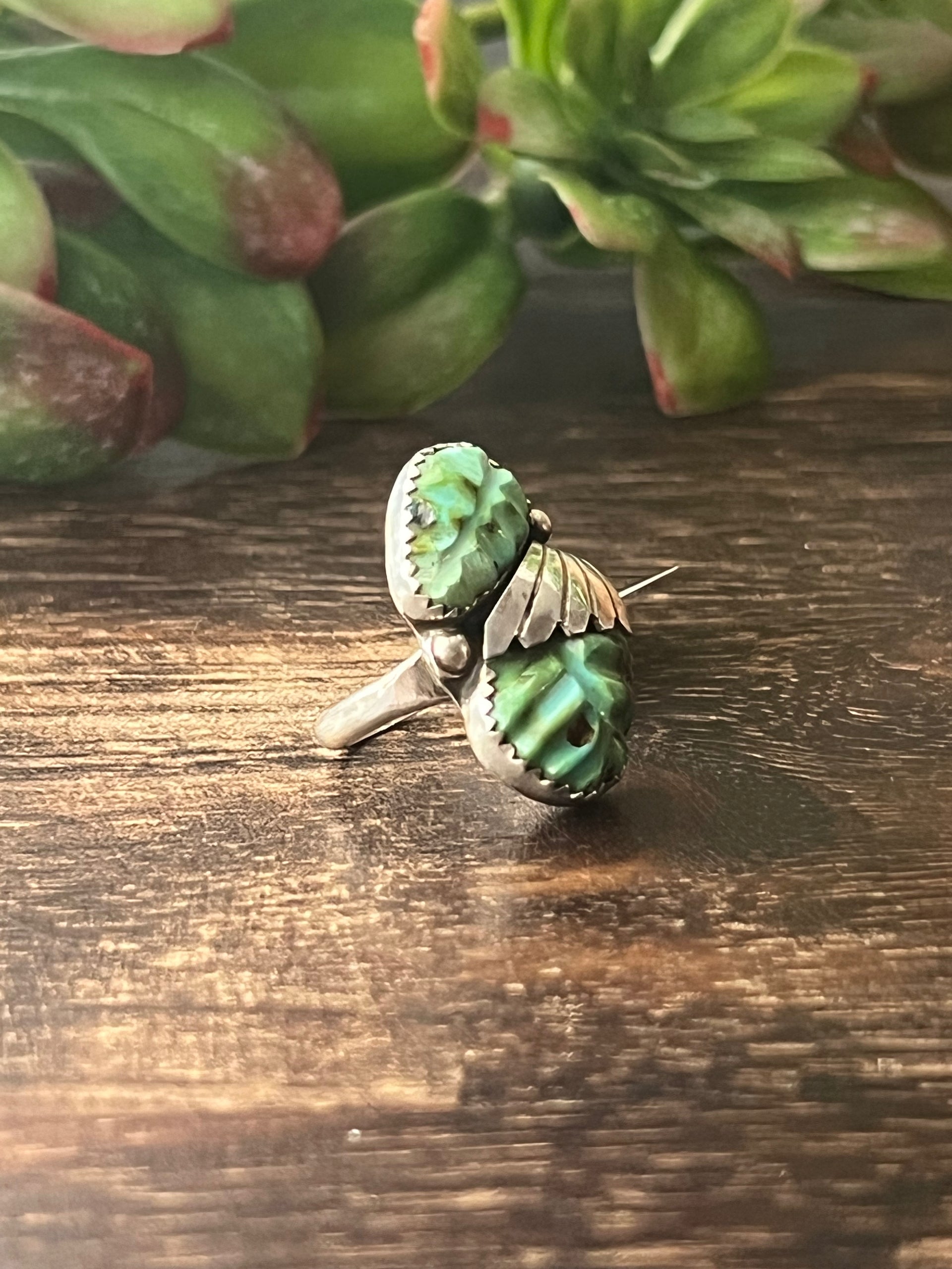 Lyolito Tsette Sonoran Gold Turquoise & Sterling Silver Ring Size 5.5