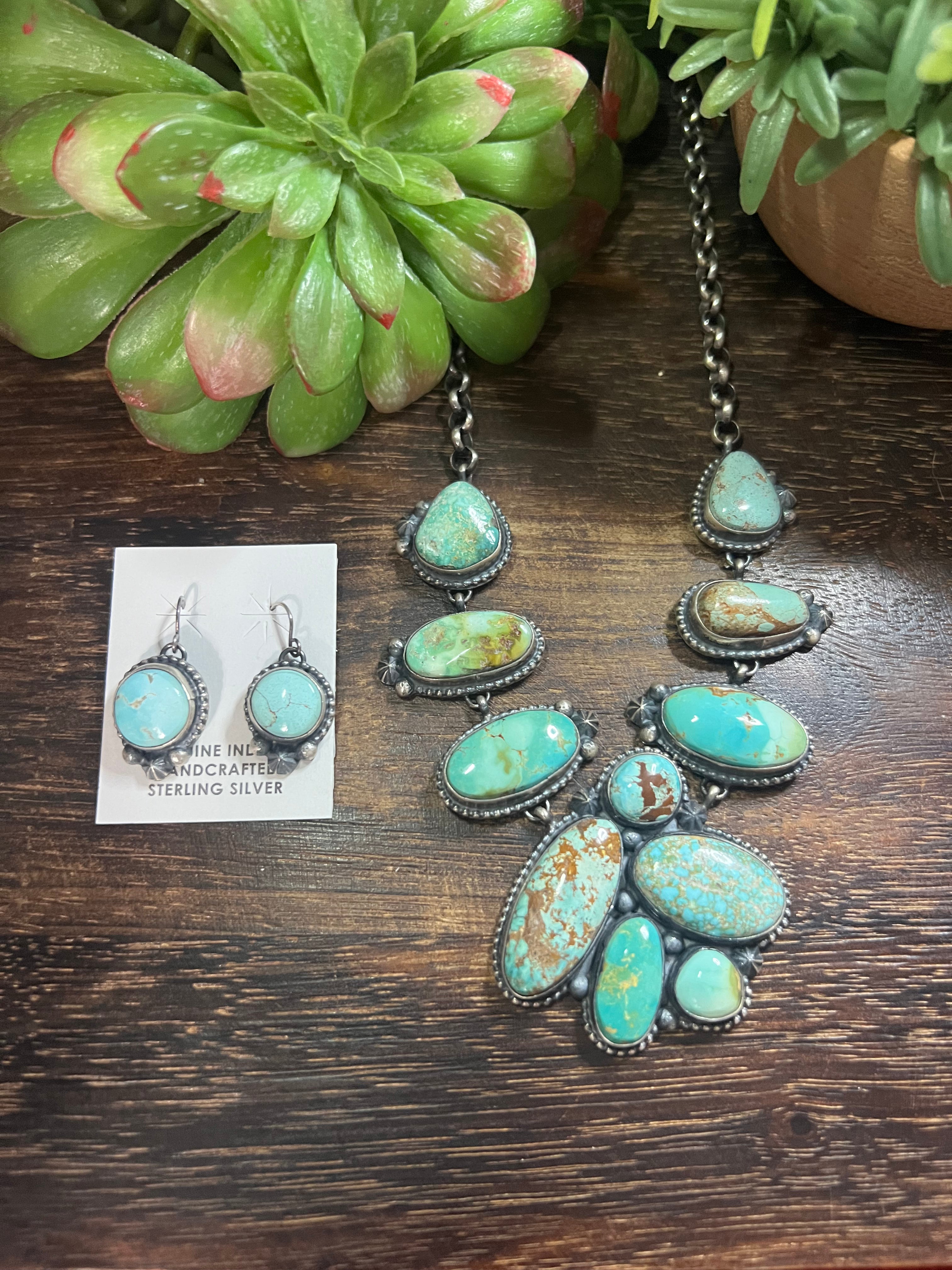 David Skeets Royston Turquoise & Sterling Silver Necklace Set