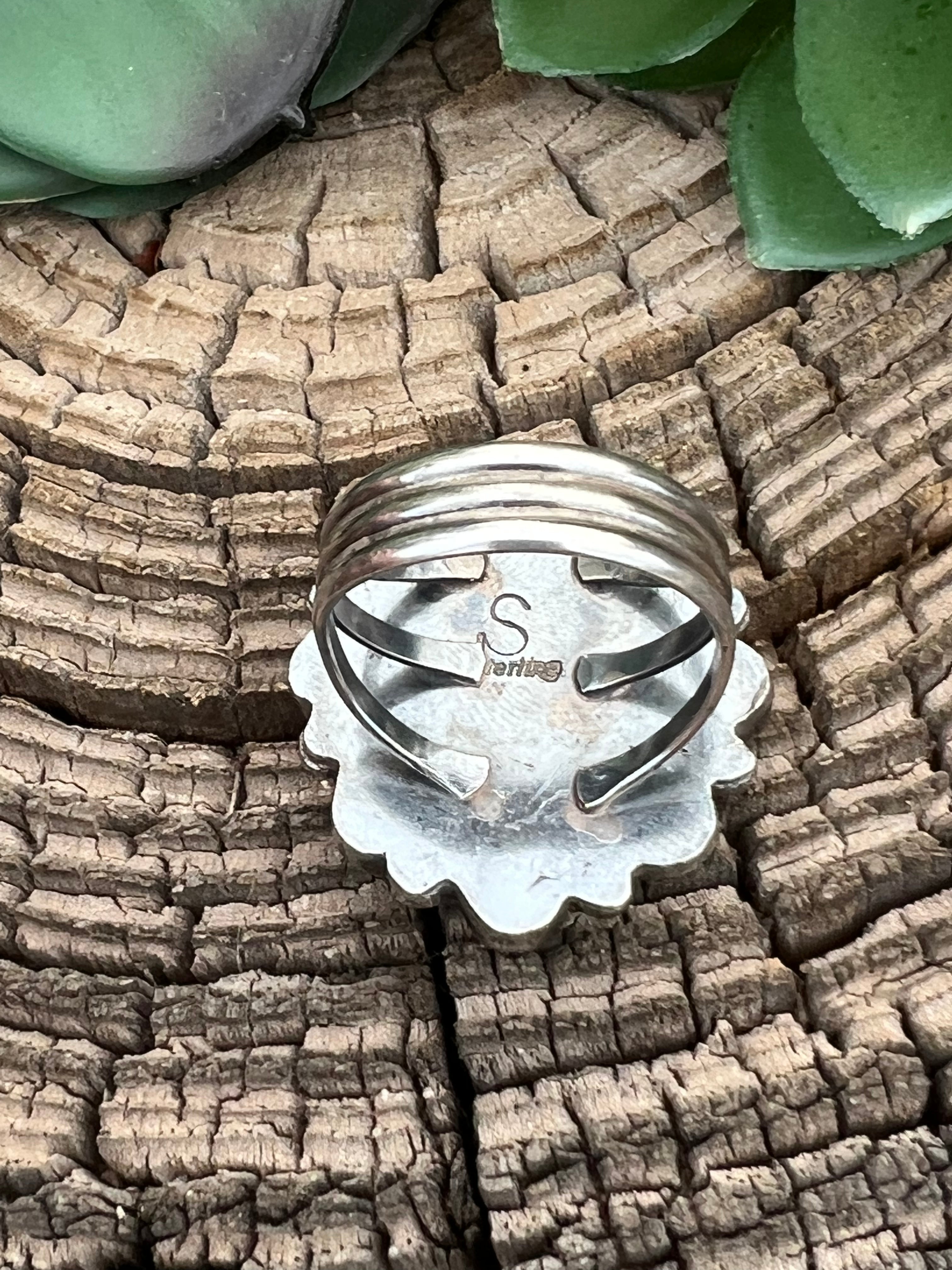 Navajo Multi Stone & Sterling Silver Cluster Ring Size 7.75