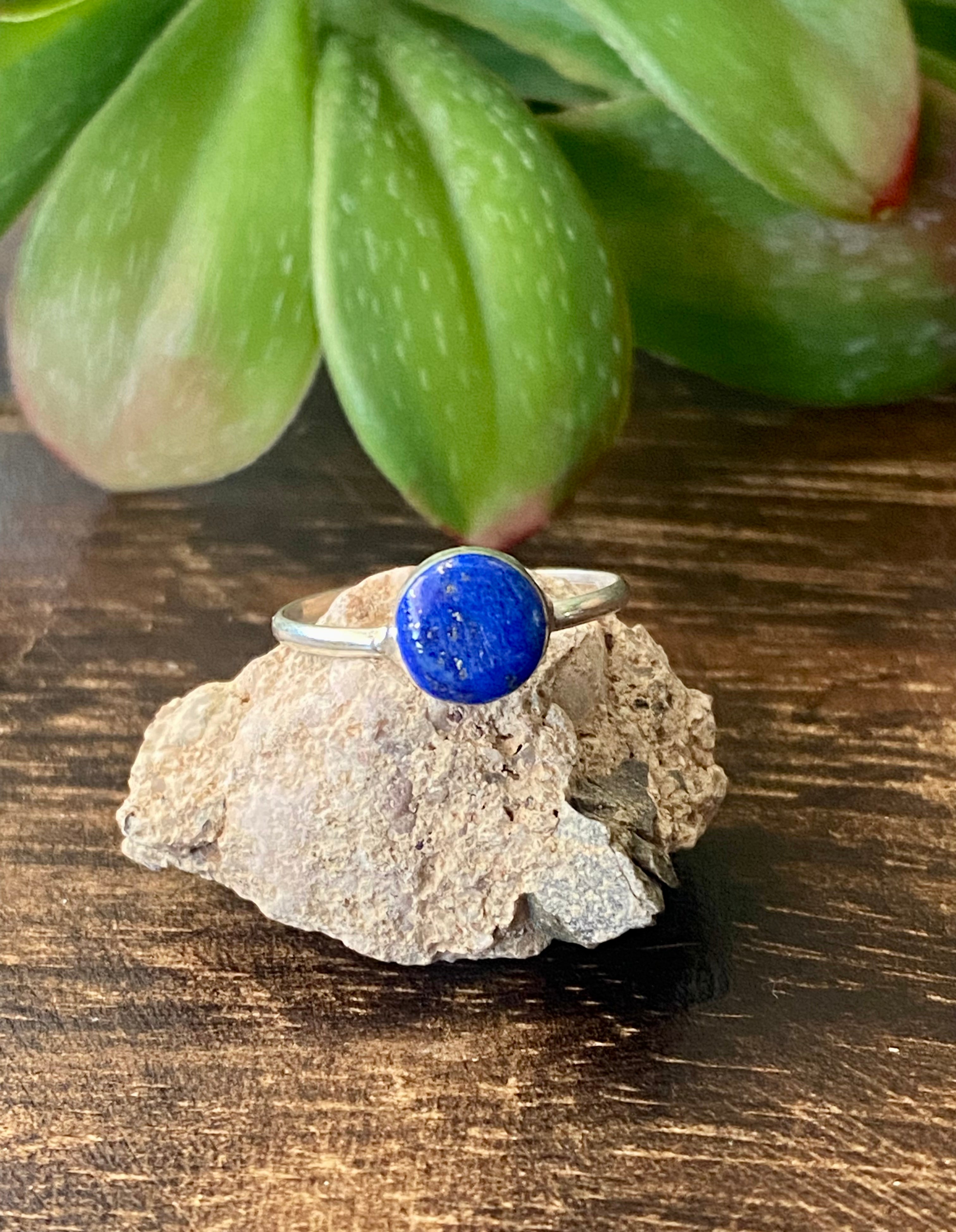 Angie Rosetta Lapis & Sterling Silver Ring Size 5.75