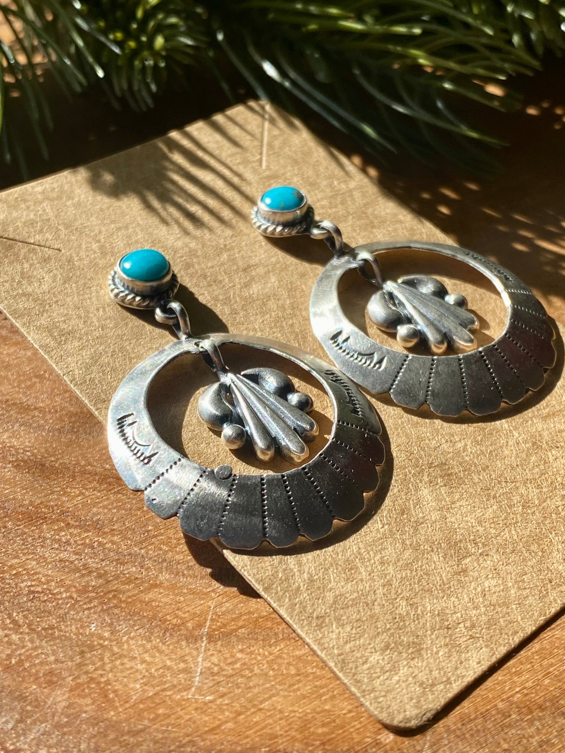 Annie Spencer Kingman Turquoise & Sterling Silver Post Dangle Earrings