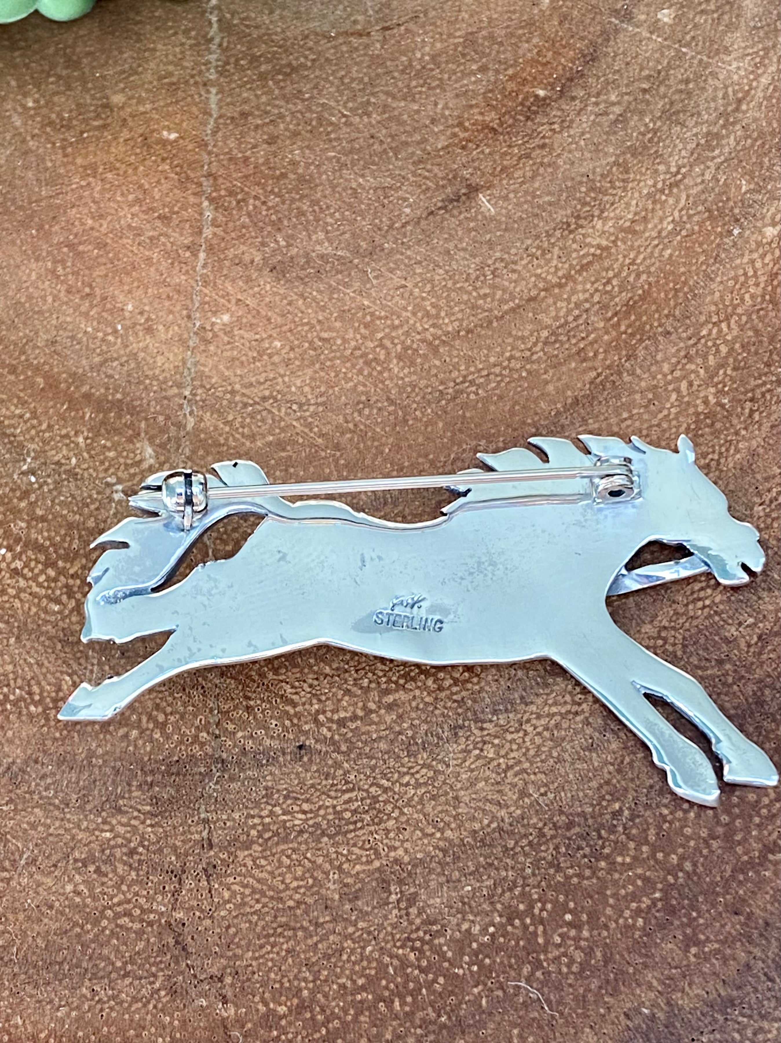 Elouise Kee Kingman Turquoise & Sterling Silver Horse Pin