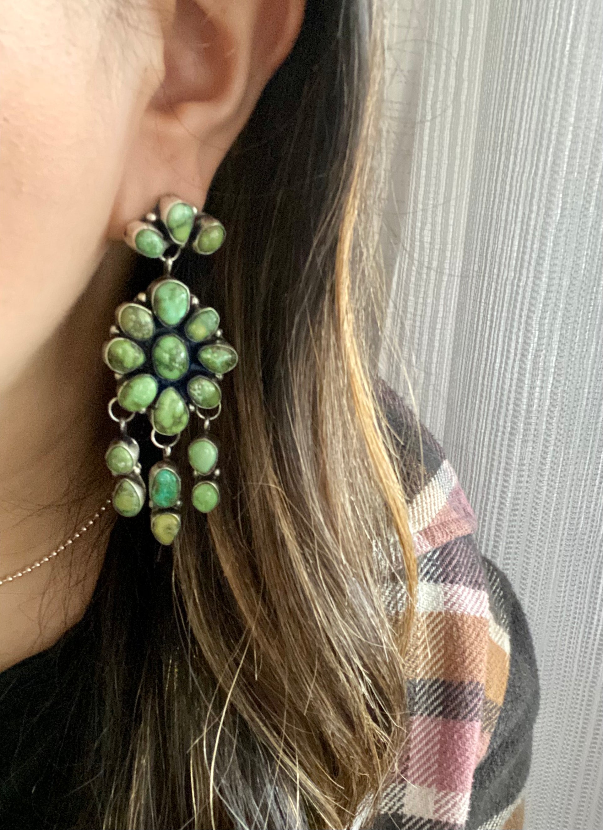 Ella Peters Sonoran Gold Turquoise & Sterling Silver Cluster Post Dangle Earrings