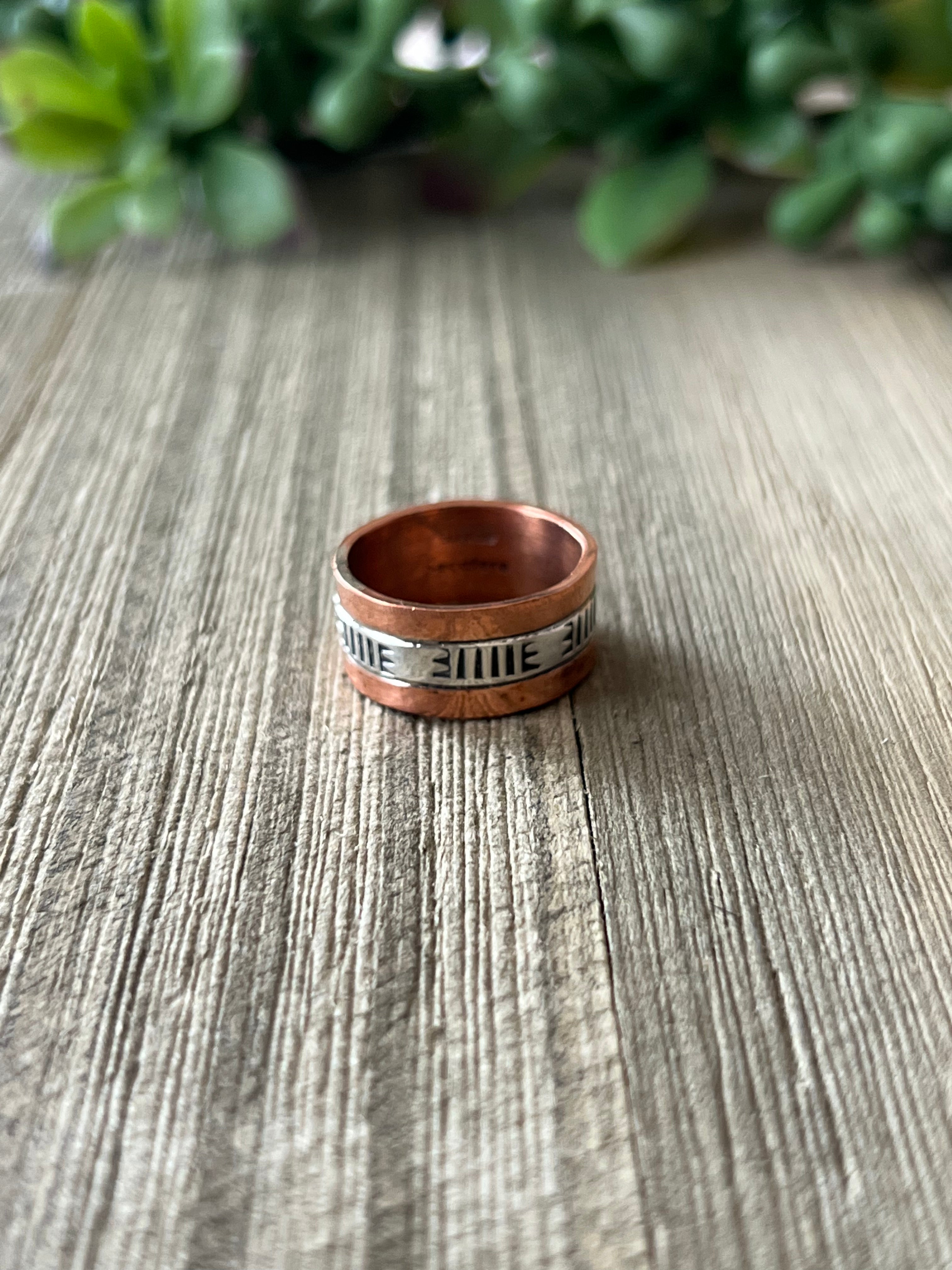 Navajo Made Copper & Sterling Silver Ring Size 6.5