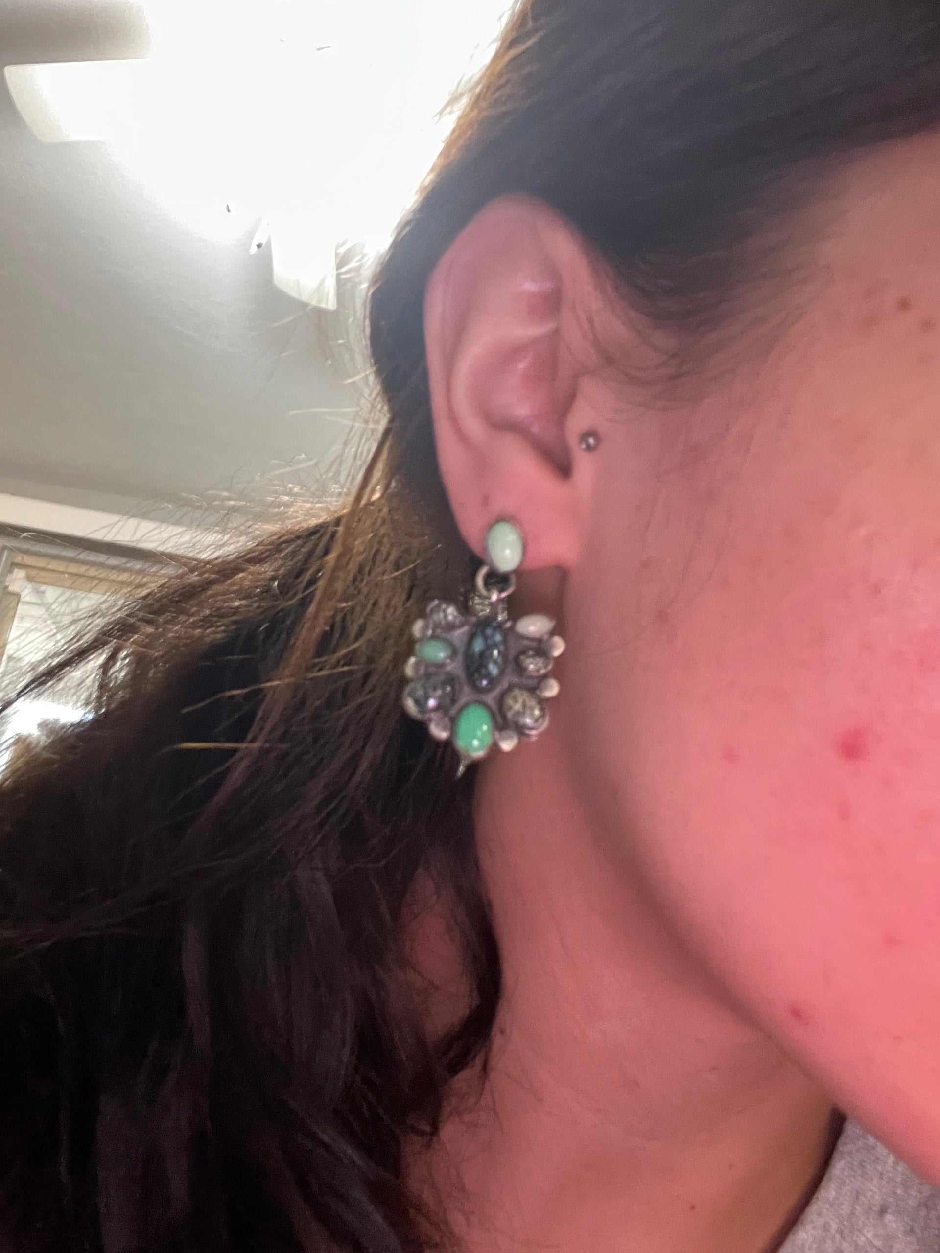 Shelia Becenti Multi Stone Post Dangle Earrings