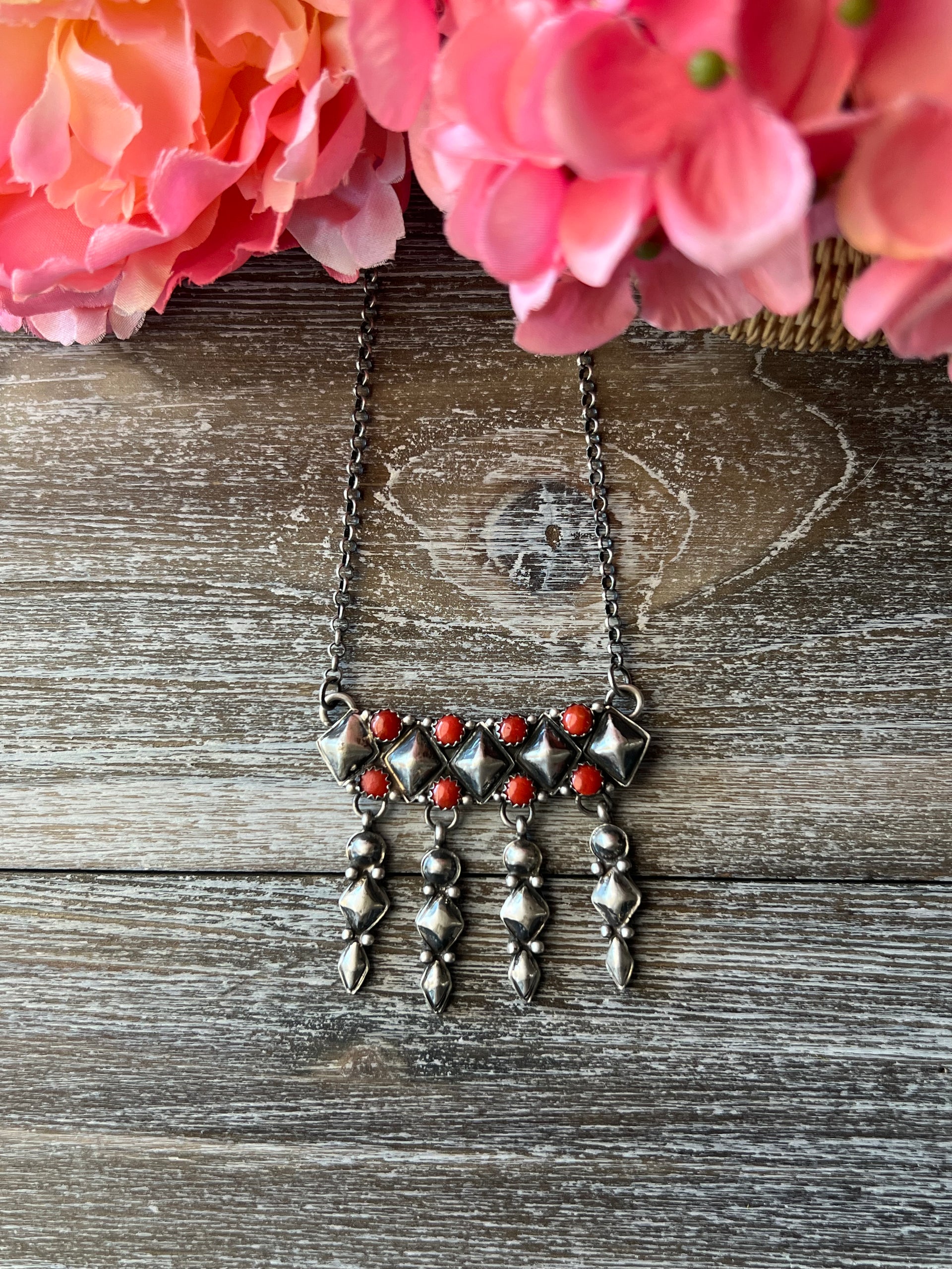 Geraldine James Coral & Sterling Silver Necklace