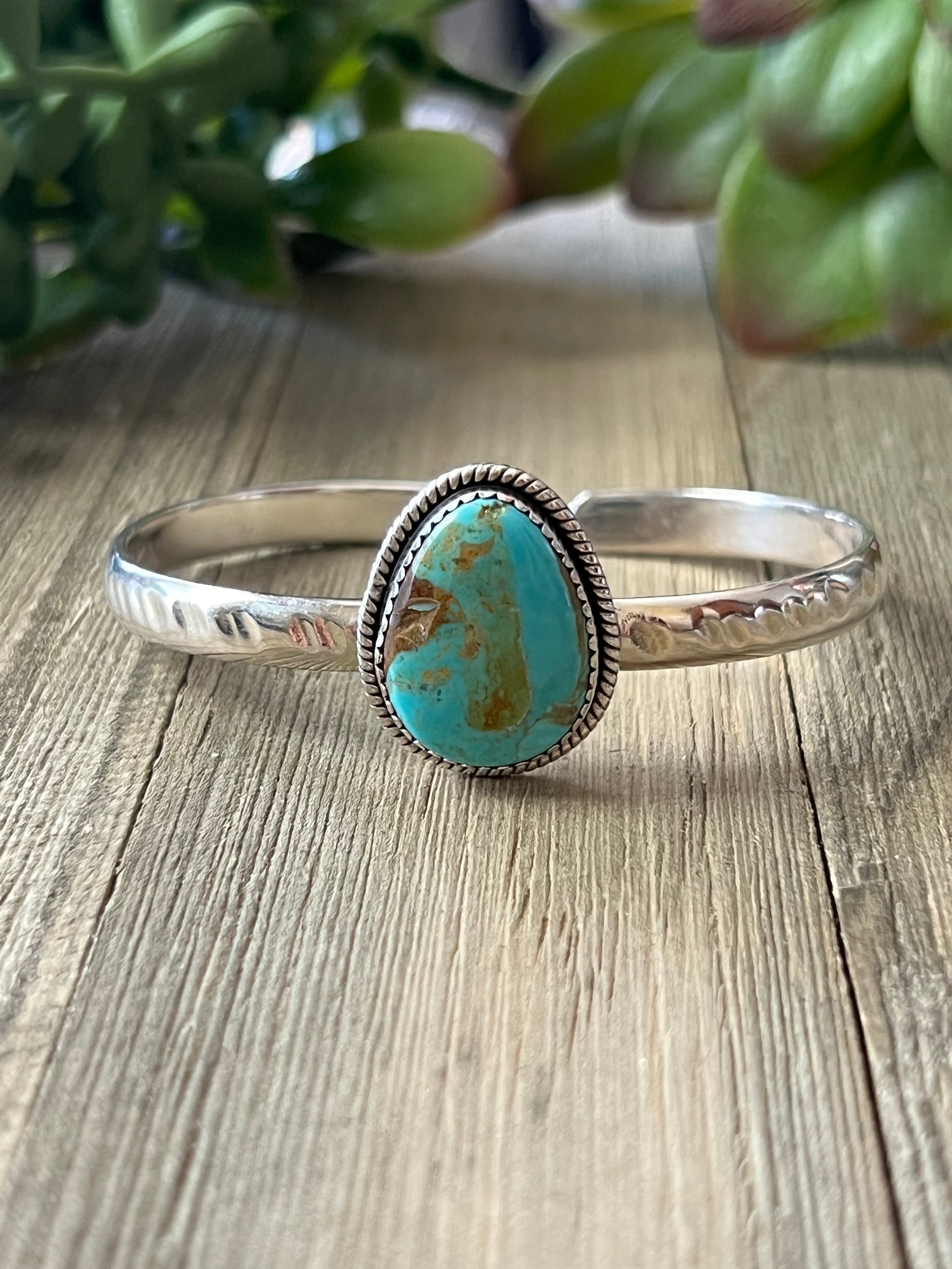 Southwest Made Kingman Turquoise & Sterling Silver Cuff Bracelet