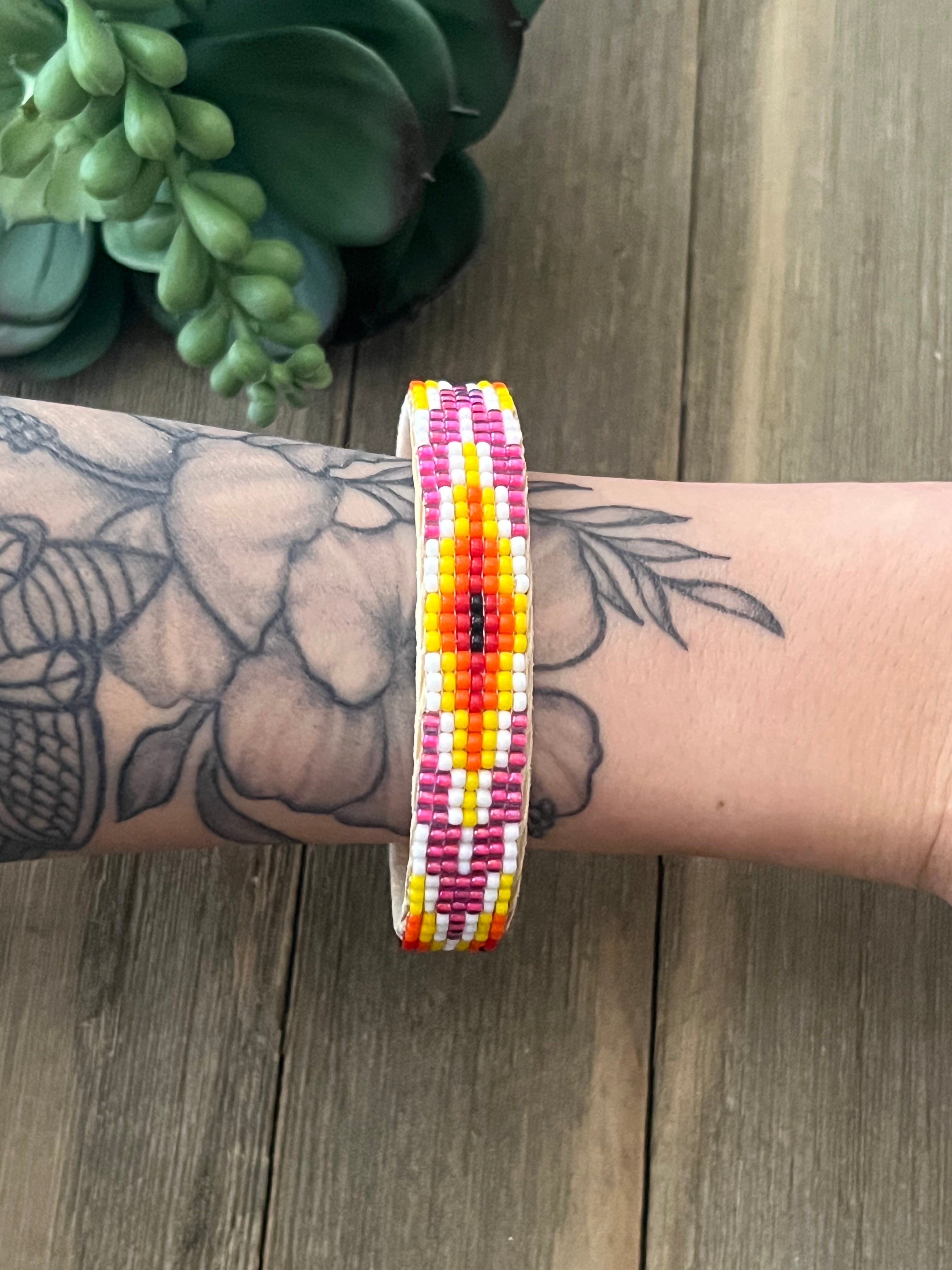 Navajo Made Beaded Bracelet Cuff