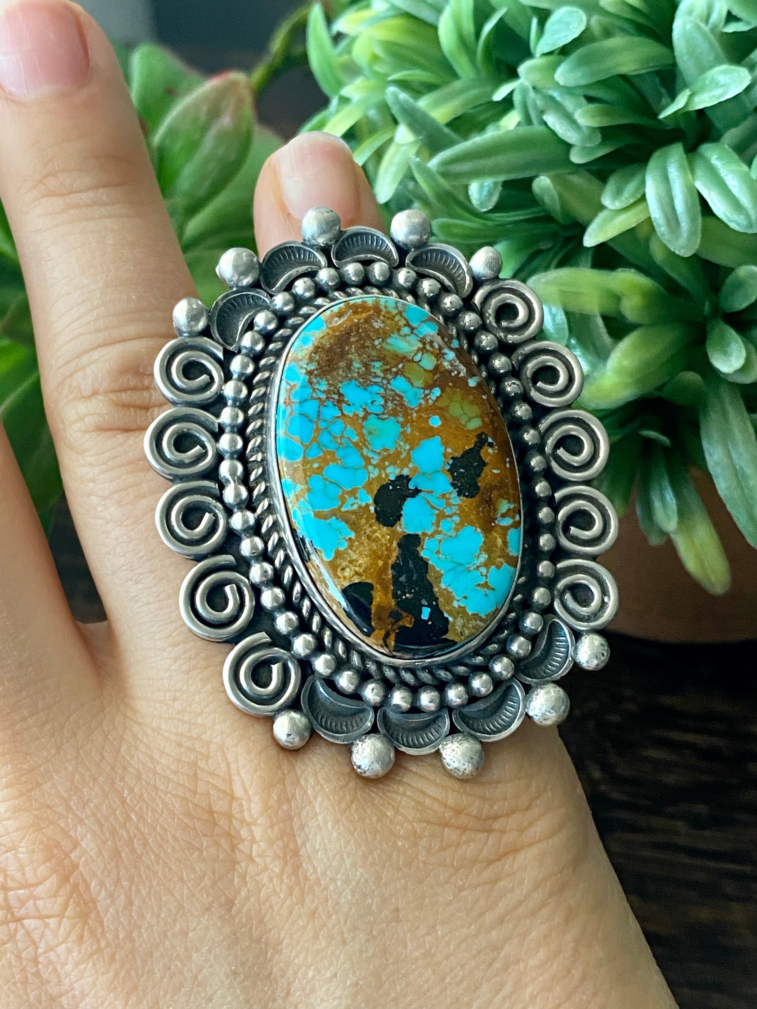 Alex Sanchez Kings Manassa Turquoise & Sterling Silver Ring Size 5.5