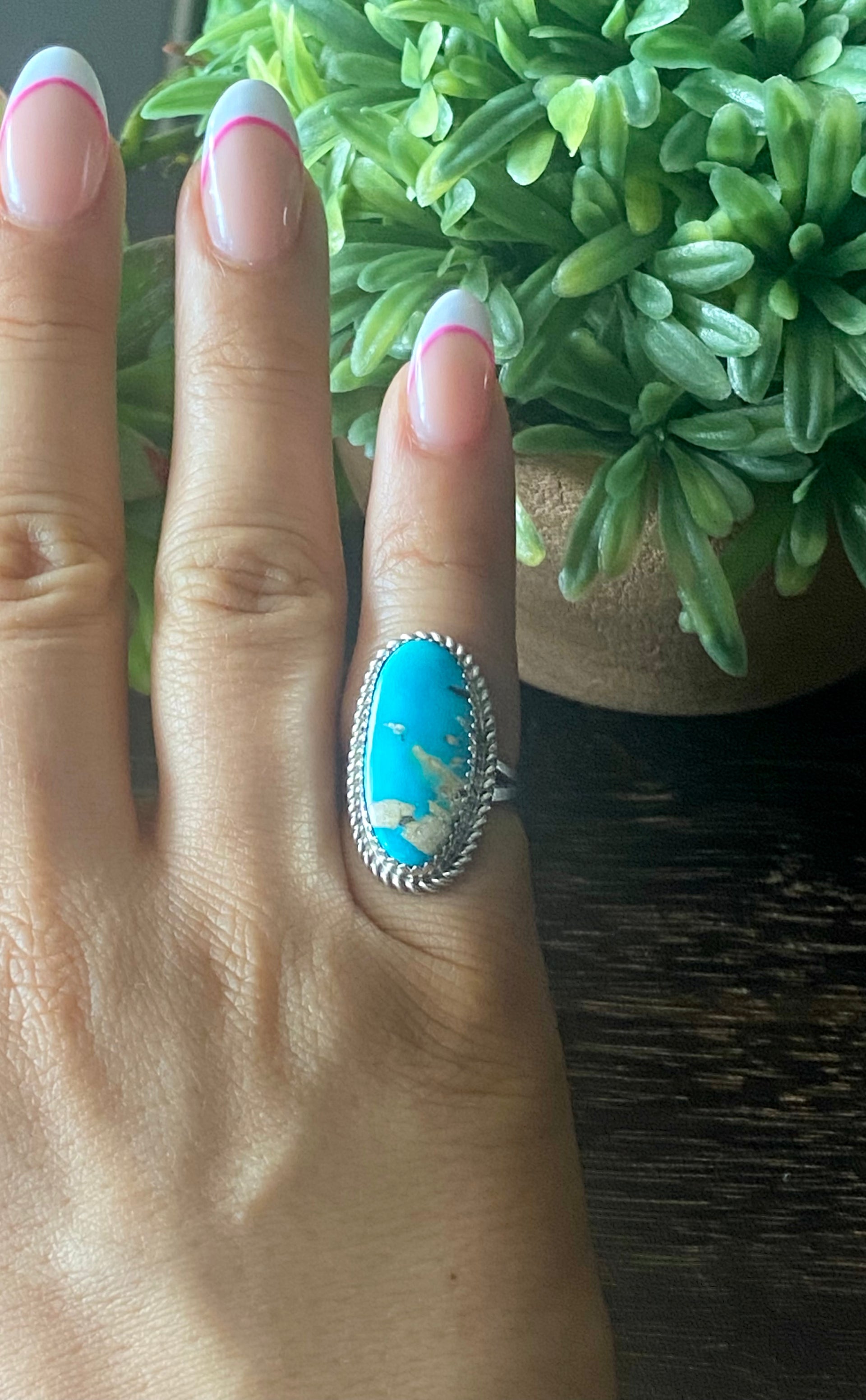 Reda Galvan South Hill Turquoise & Sterling Silver Ring Size 5.5