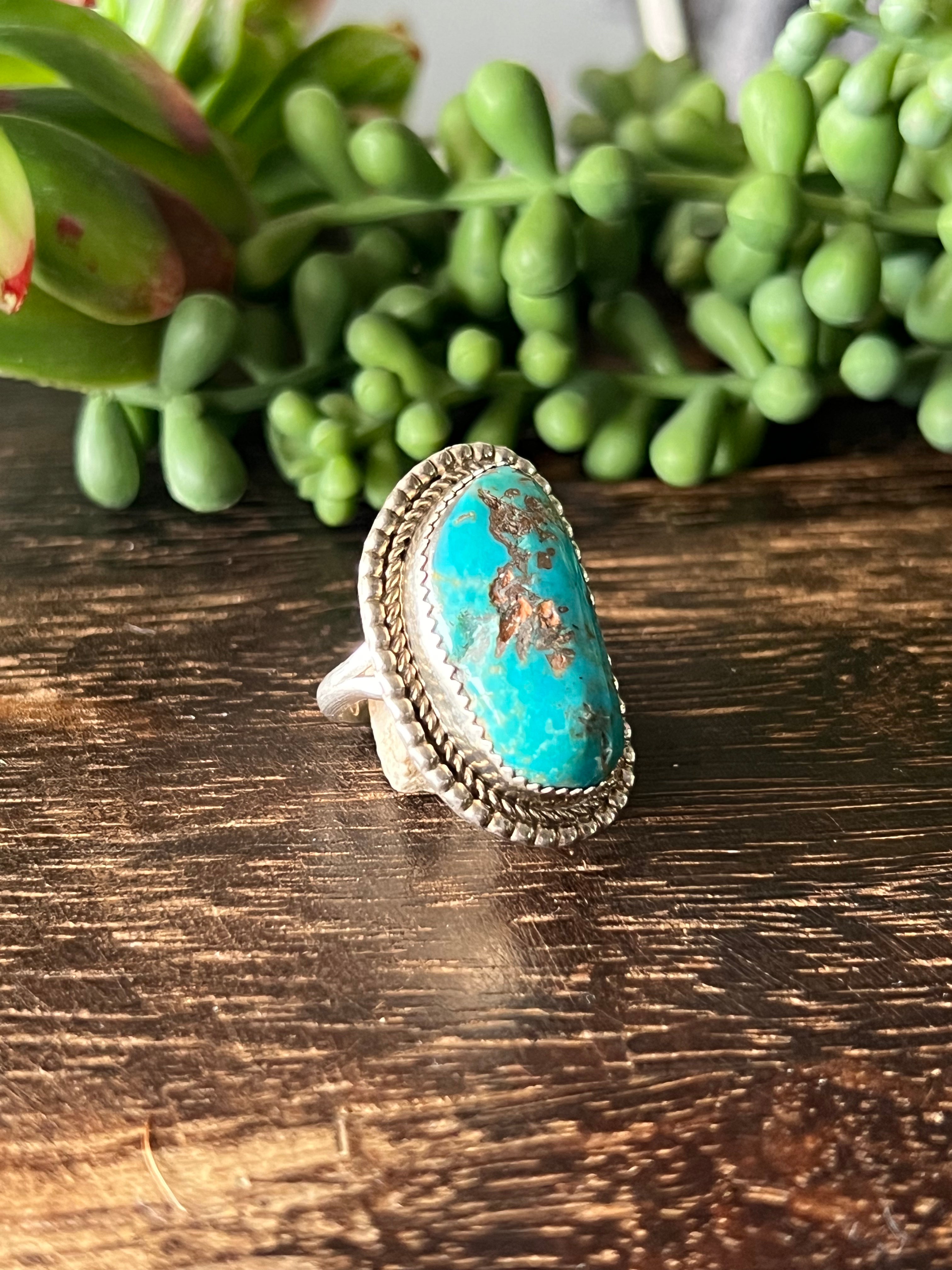 Reda Galvan Kingman Turquoise & Sterling Silver Ring Size 6.75