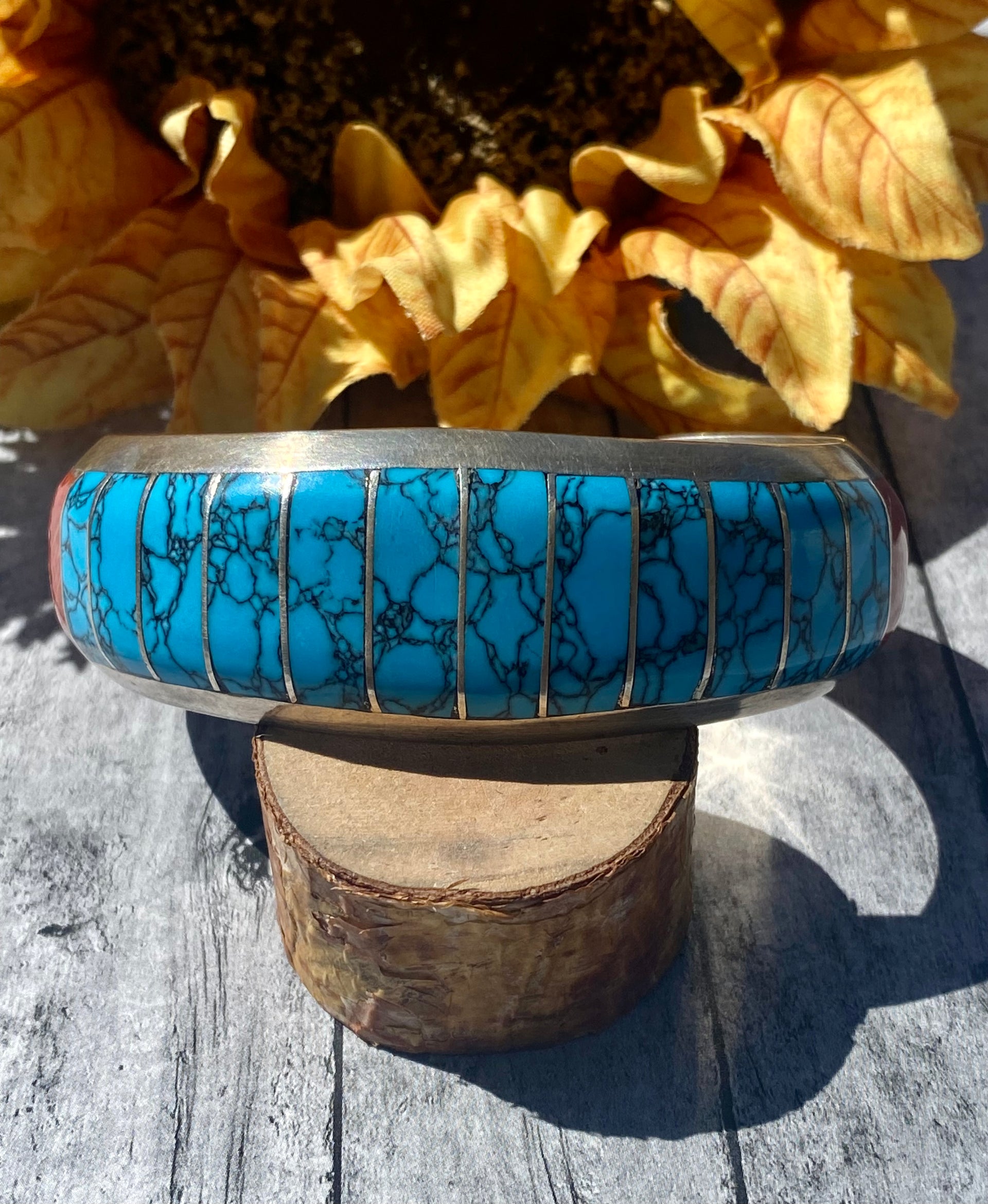 Irene Platero Multi Stone & Sterling Silver Inlay Cuff Bracelet