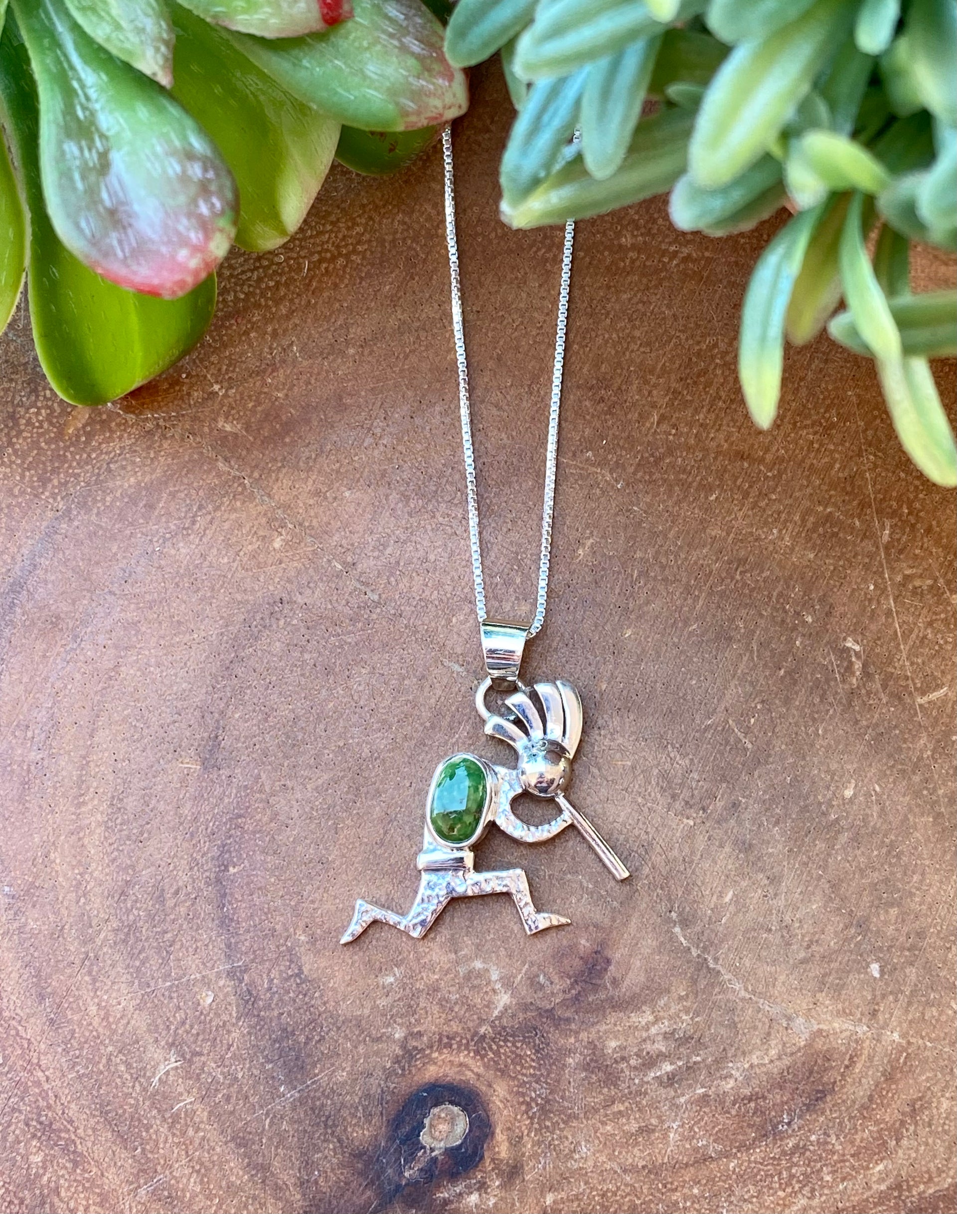 Allen Lee Sonoran Gold Turquoise & Sterling Silver Kokopelli Necklace