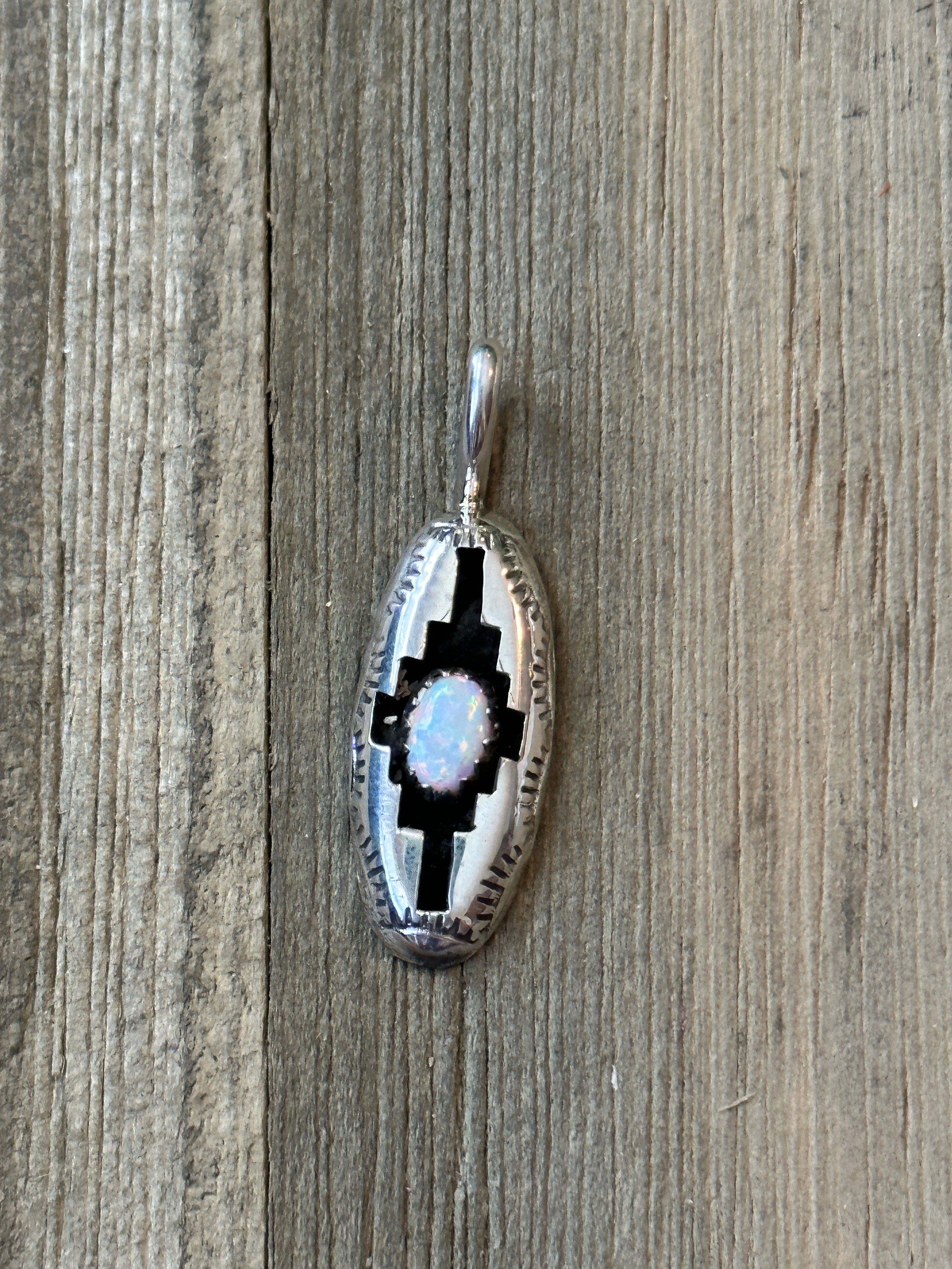 Zuni Made Opal (Man-Made) & Sterling Silver Shadowbox Pendant