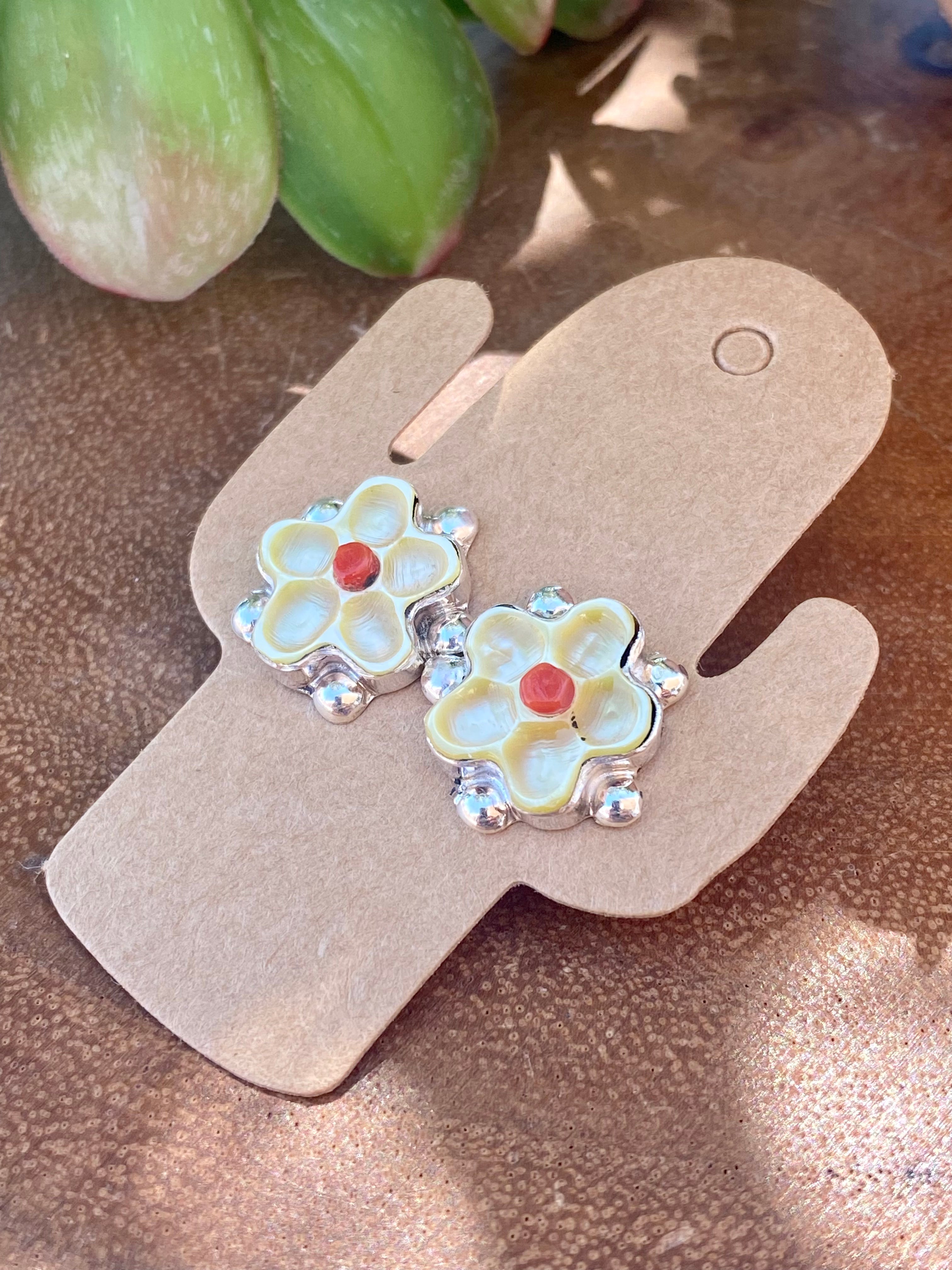 Floria Shebala Multi Stone & Sterling Silver Flower Post Earrings