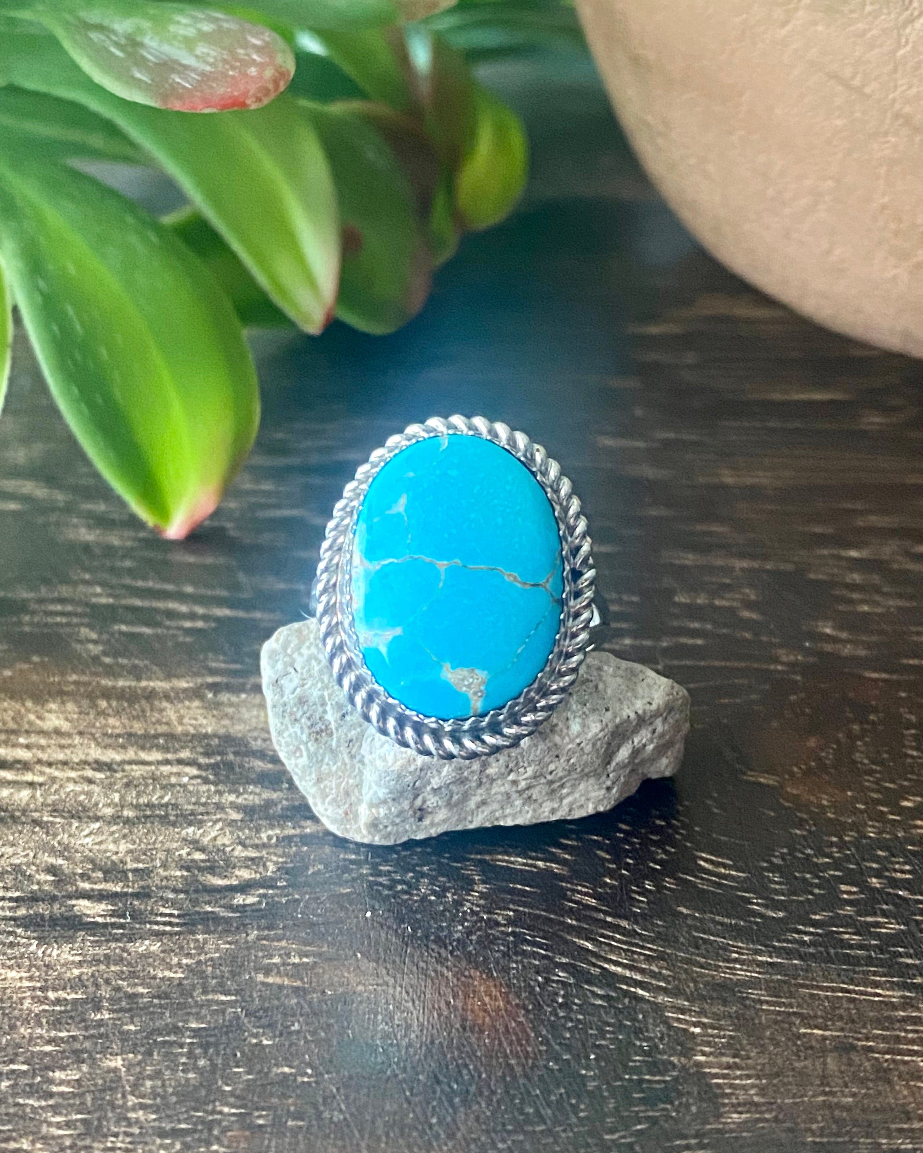 Reda Galvan South Hill Turquoise & Sterling Silver Ring Size 7.75
