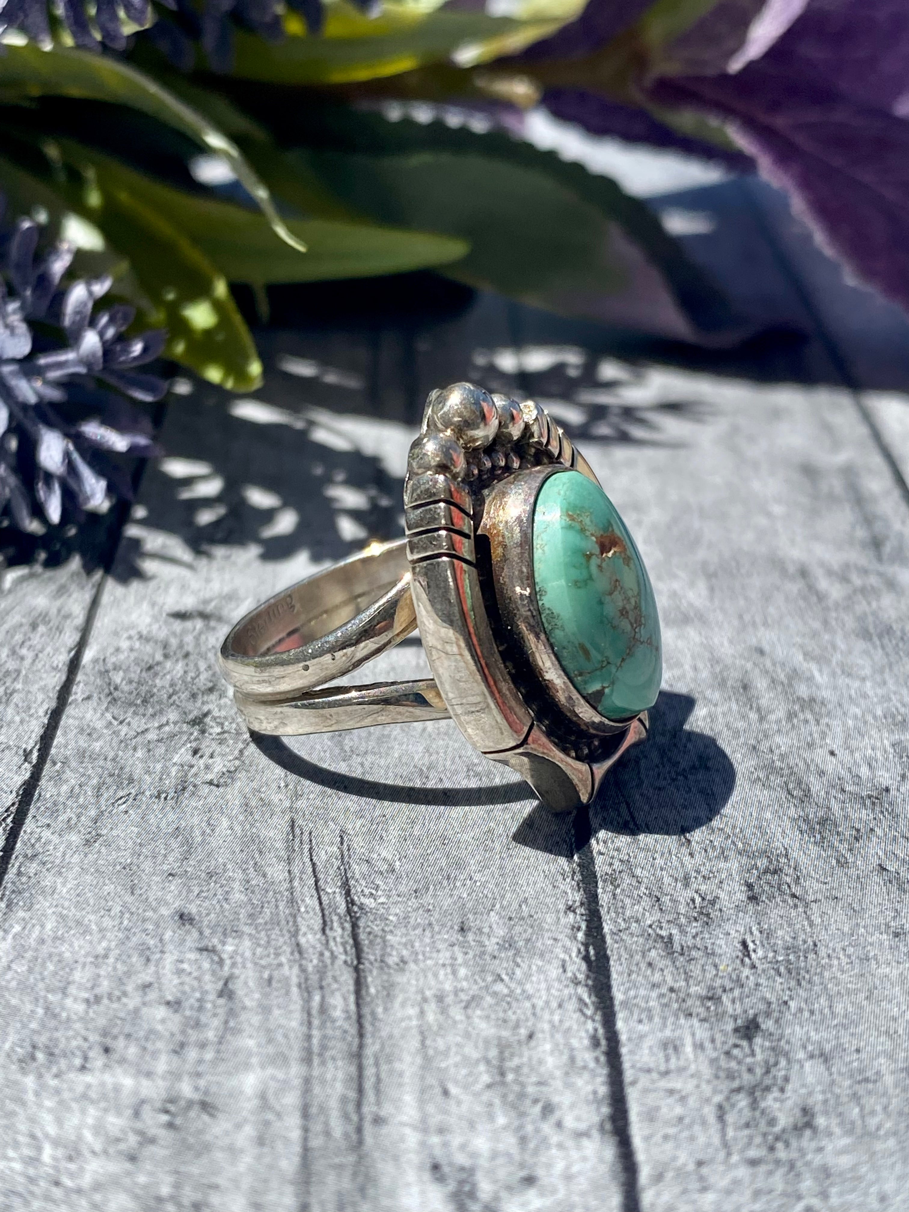 Sheila Becenti Royston Turquoise & Sterling Silver Ring Size 6