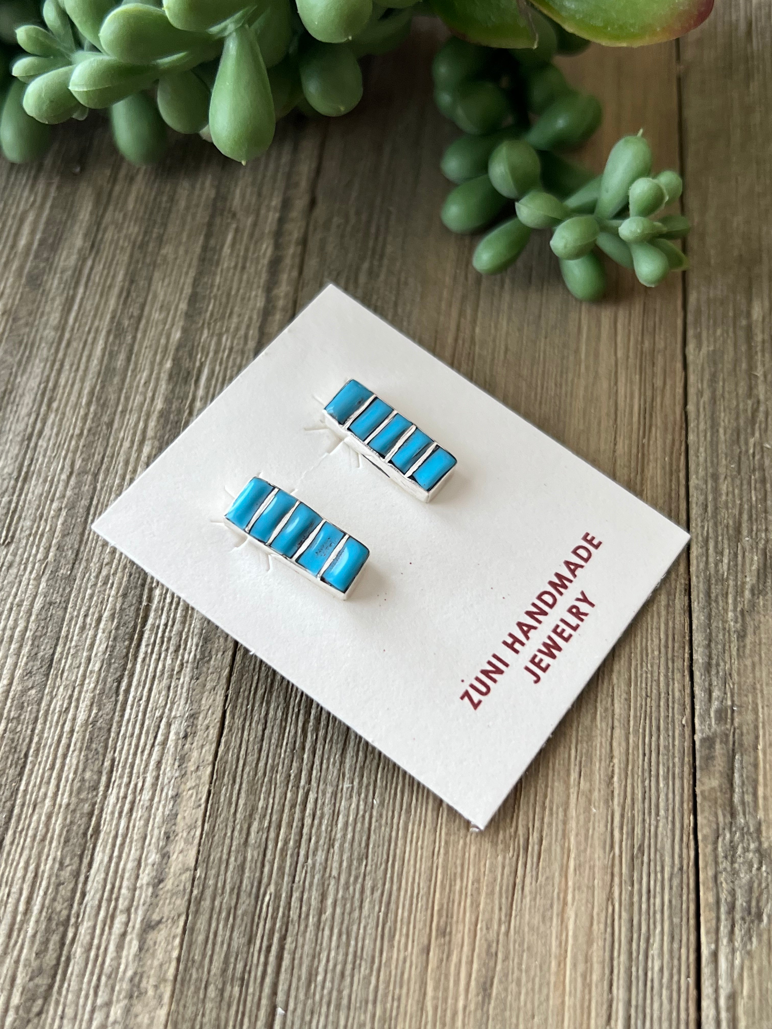 Zuni Made Sterling Silver Post Earrings