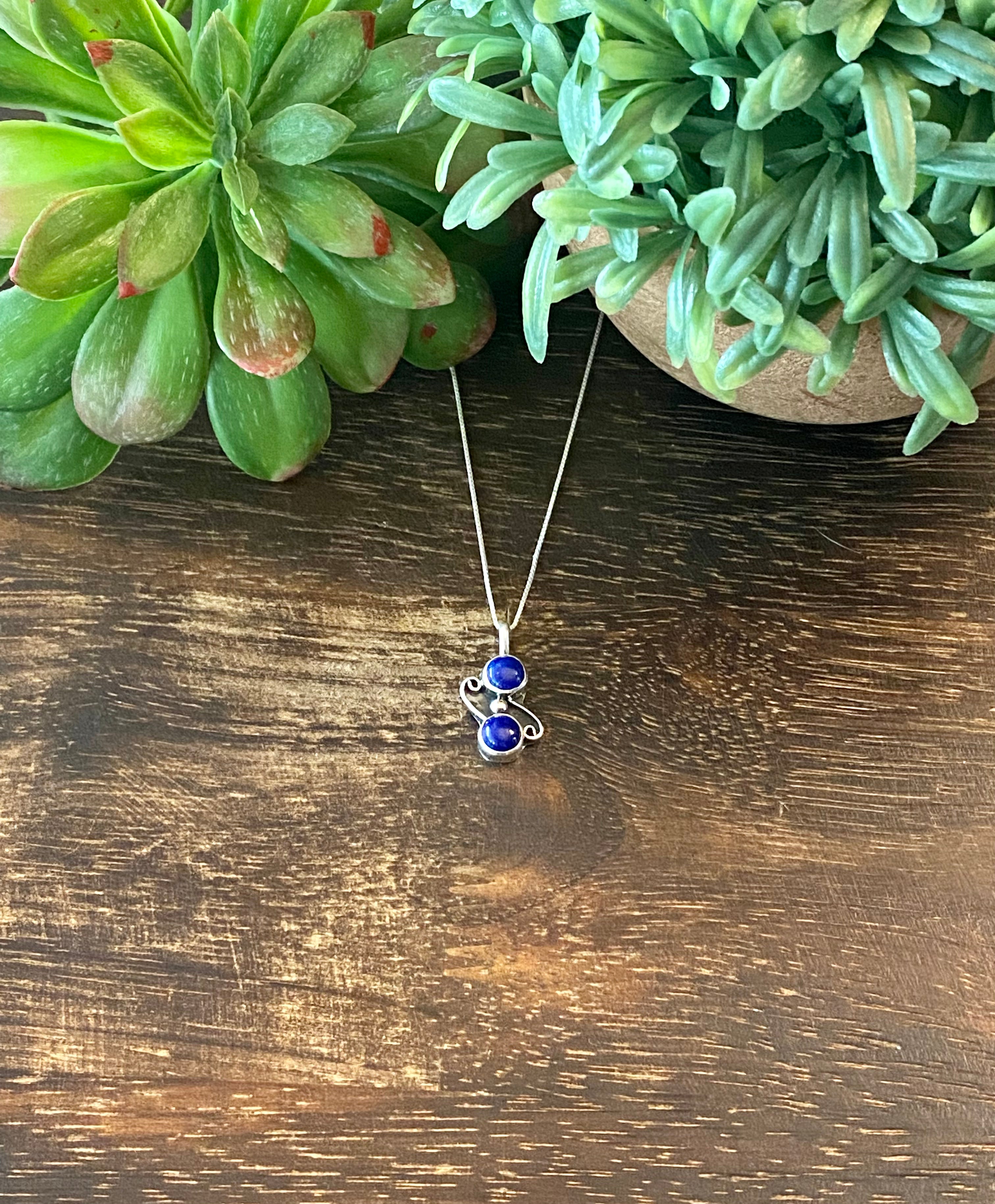 Navajo Made Lapis & Sterling Silver Pendant