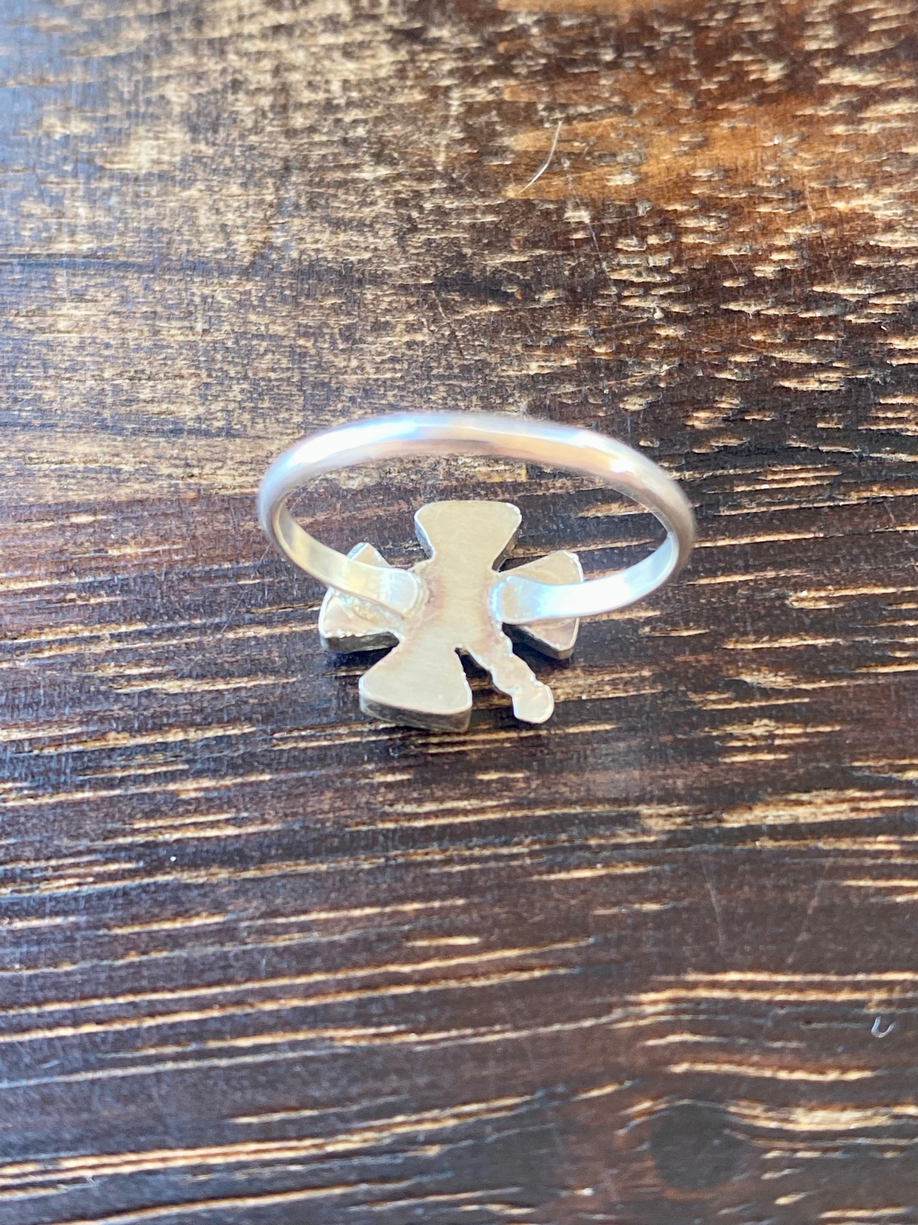 Zuni Made Opal & Sterling Silver Dragonfly Ring Size 6.25