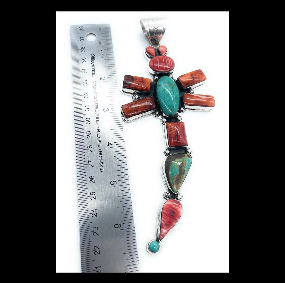 B. Sam Navajo Made Multi Stone & Sterling Silver Dragonfly Pendant