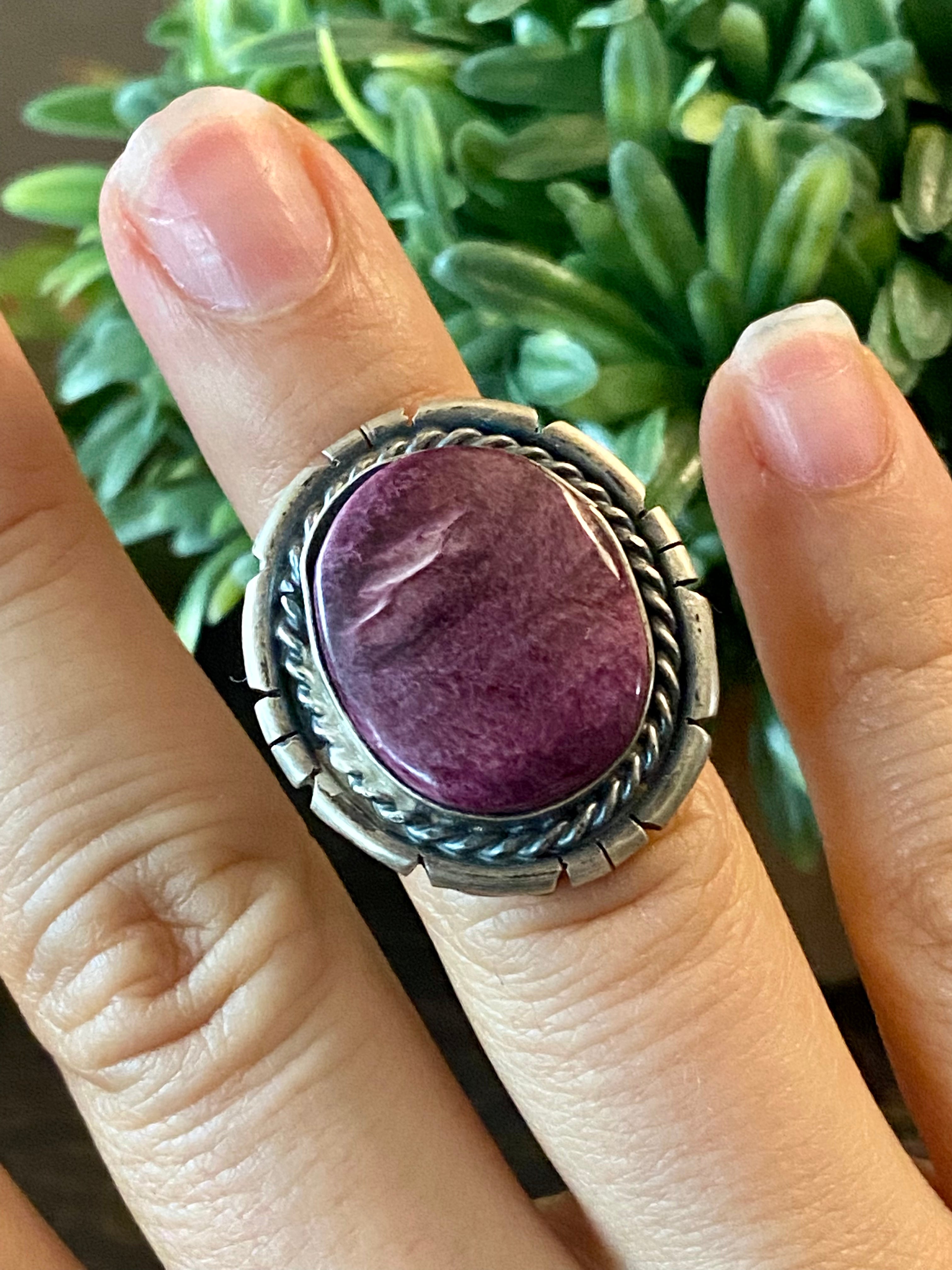 Merle House Purple Spiny Oys & Sterling Silver Ring Size 5.25