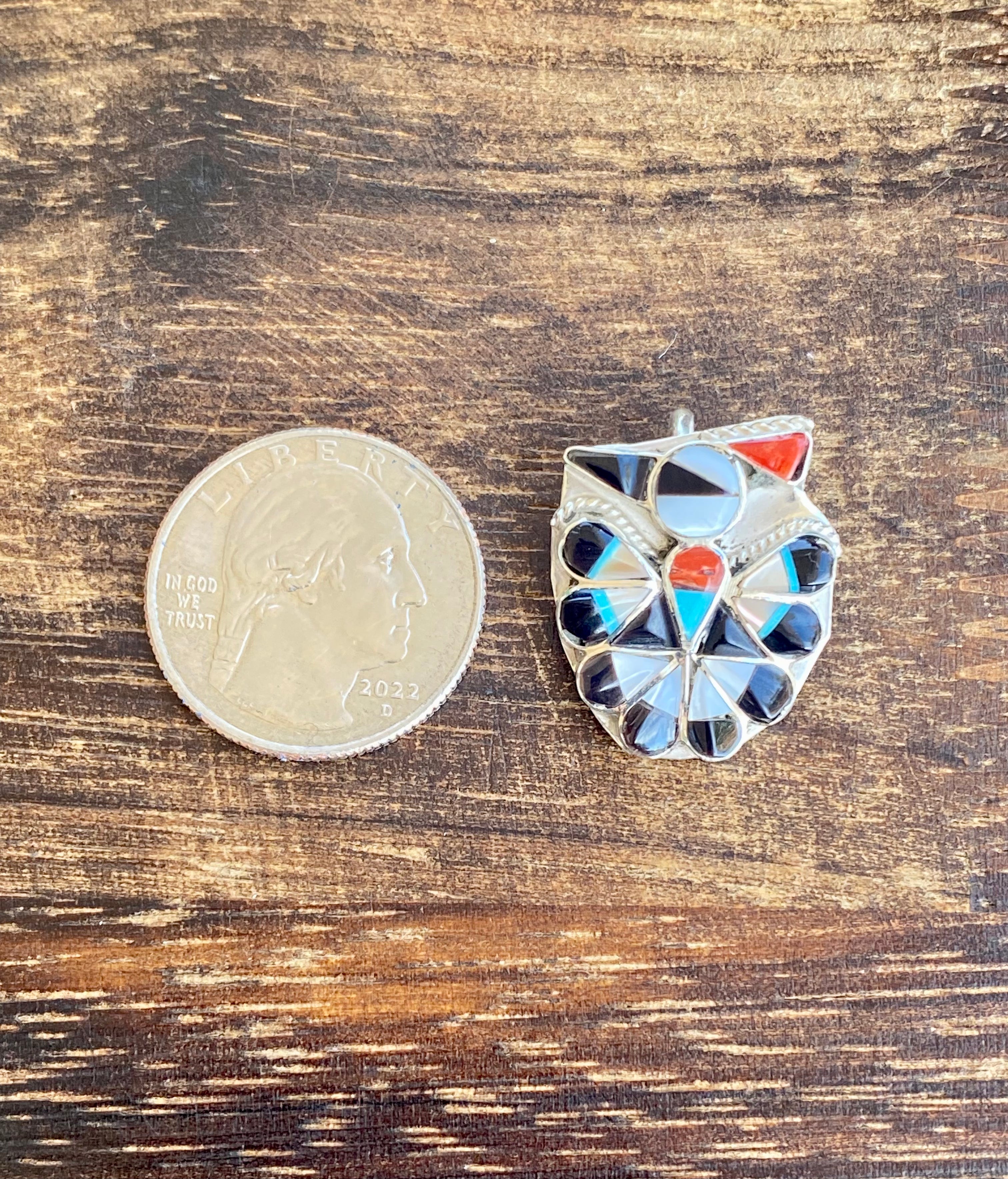 Zuni Made Multi Stone & Sterling Silver Inlay Thunderbird Pin/Pendant