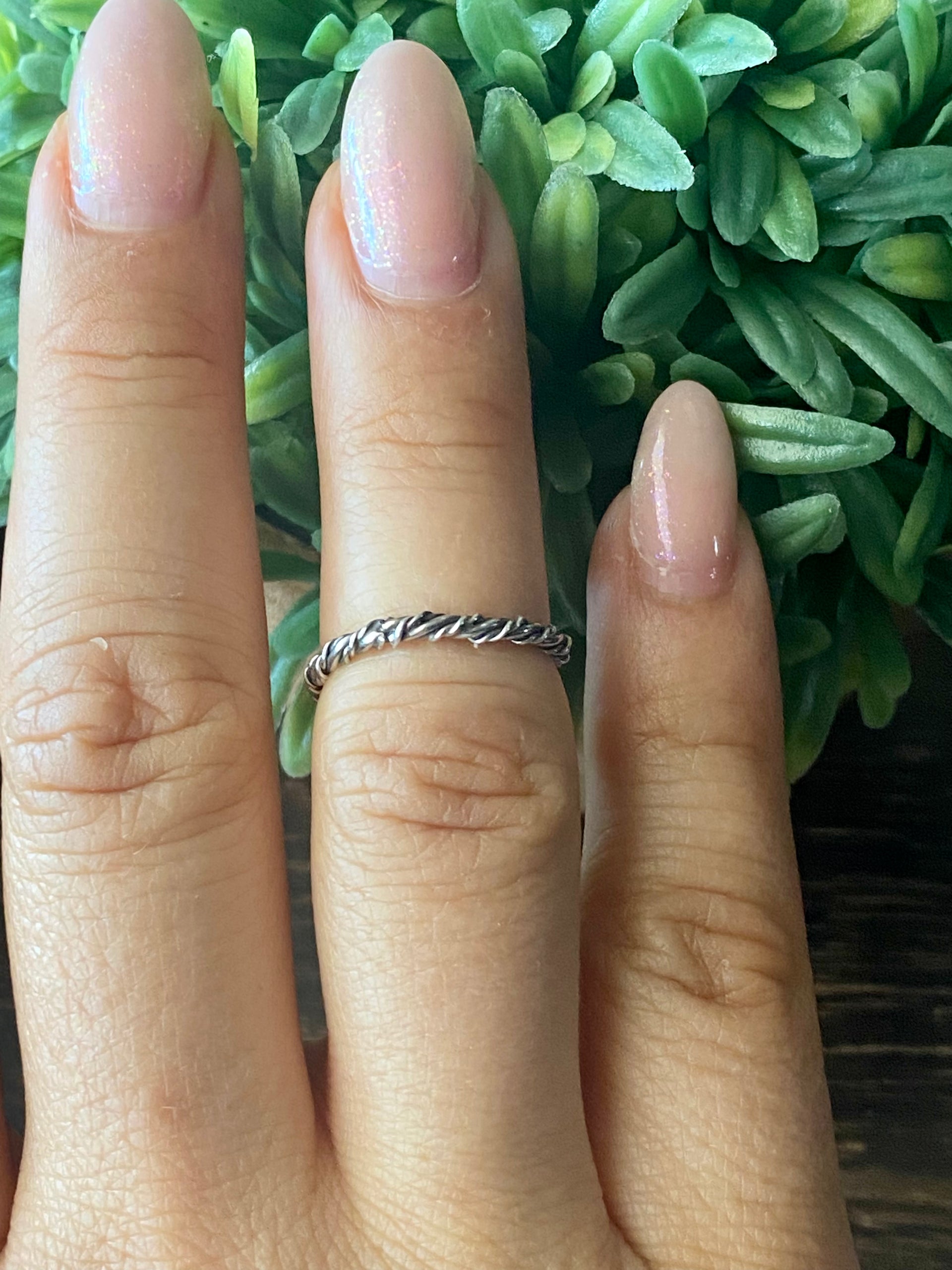 Navajo Made Sterling Silver Rope Ring Size 5.5