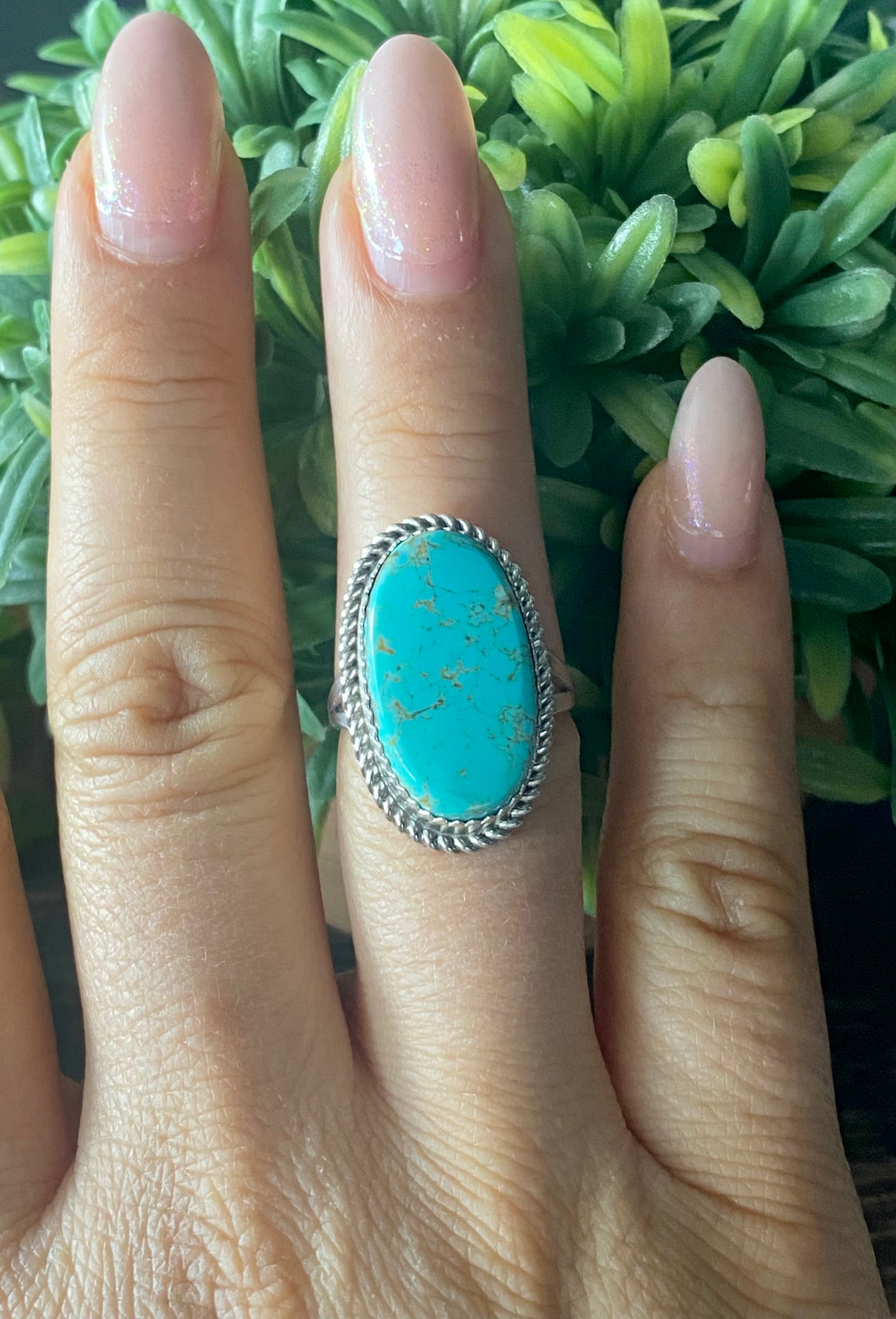 Reda Galvan Royston Turquoise & Sterling Silver Ring Size 7.75