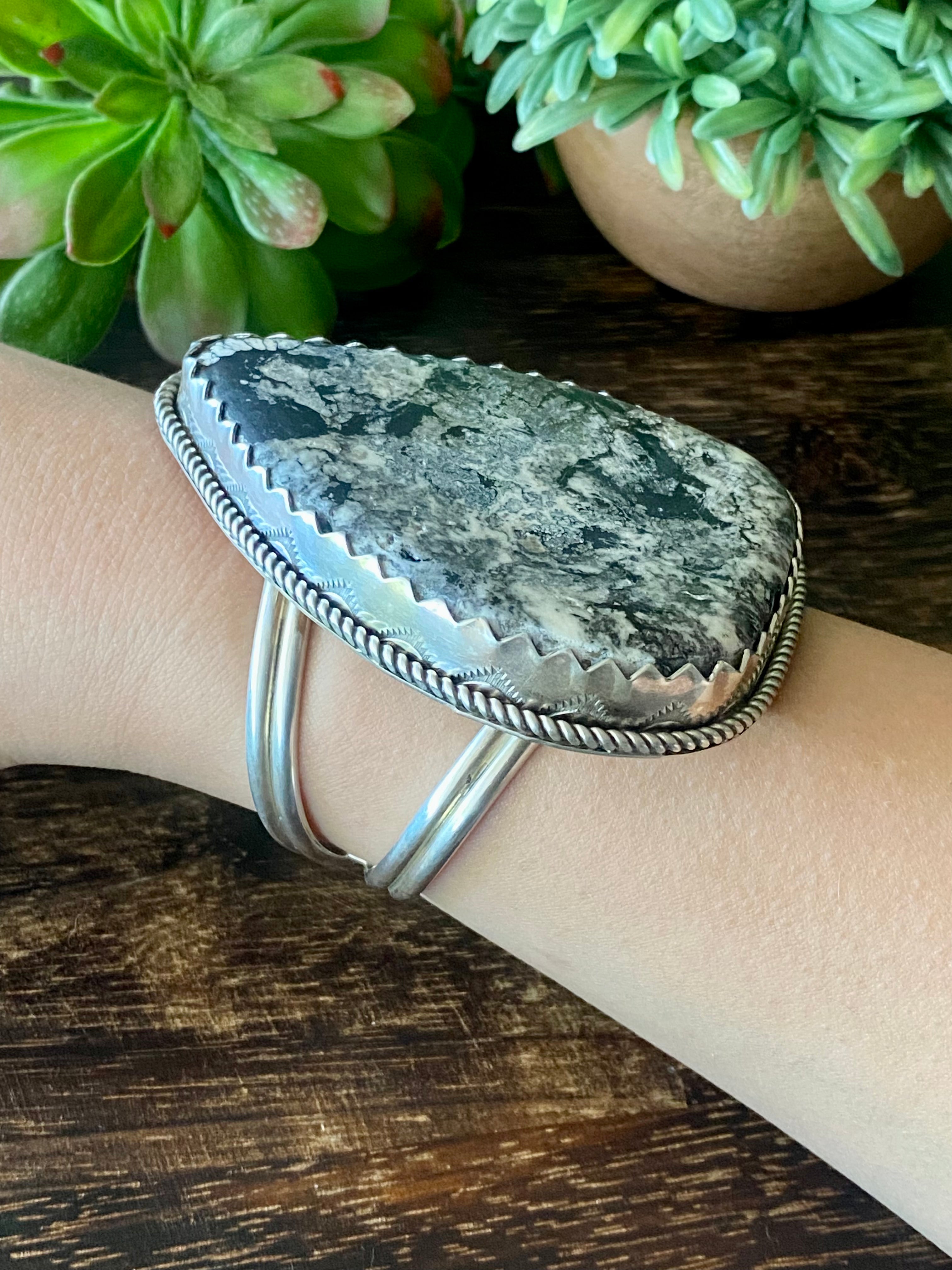 Danny Henio White Buffalo & Sterling Silver Mega Cuff Bracelet