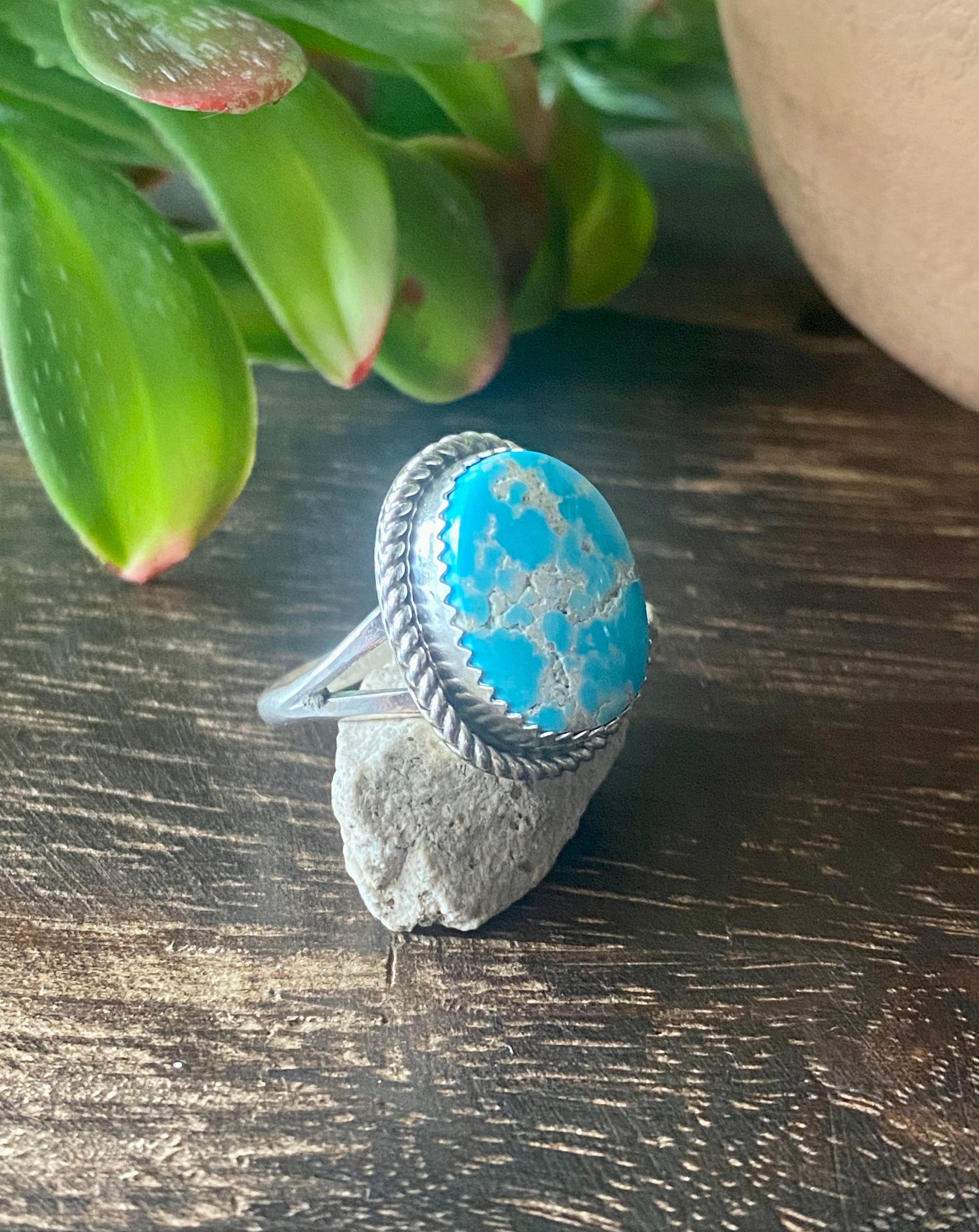 Reda Galvan South Hill Turquoise & Sterling Silver Ring Size 9.75