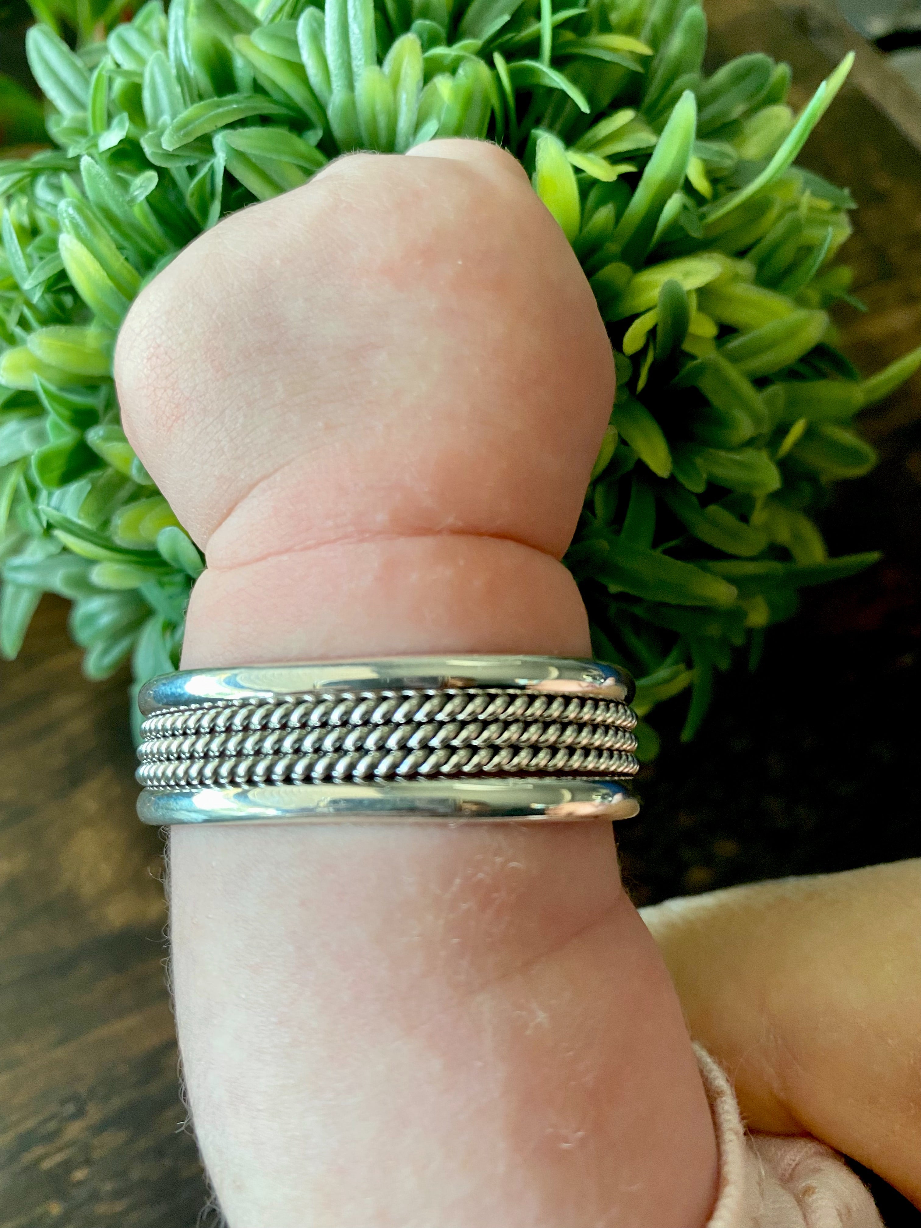 Navajo Made Sterling Silver Baby Cuff Bracelet