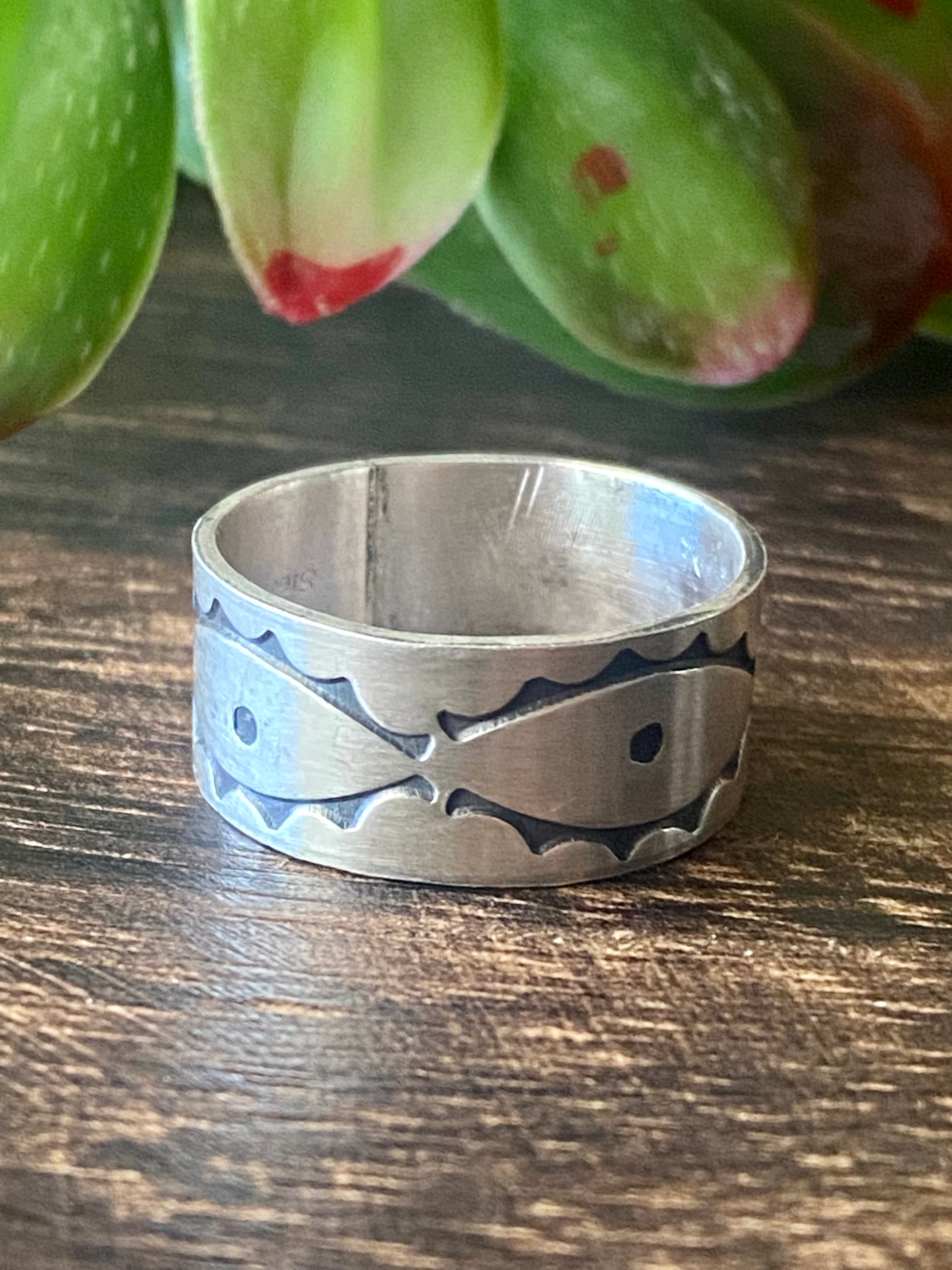 Navajo Made Sterling Silver Band Ring Size 10.25