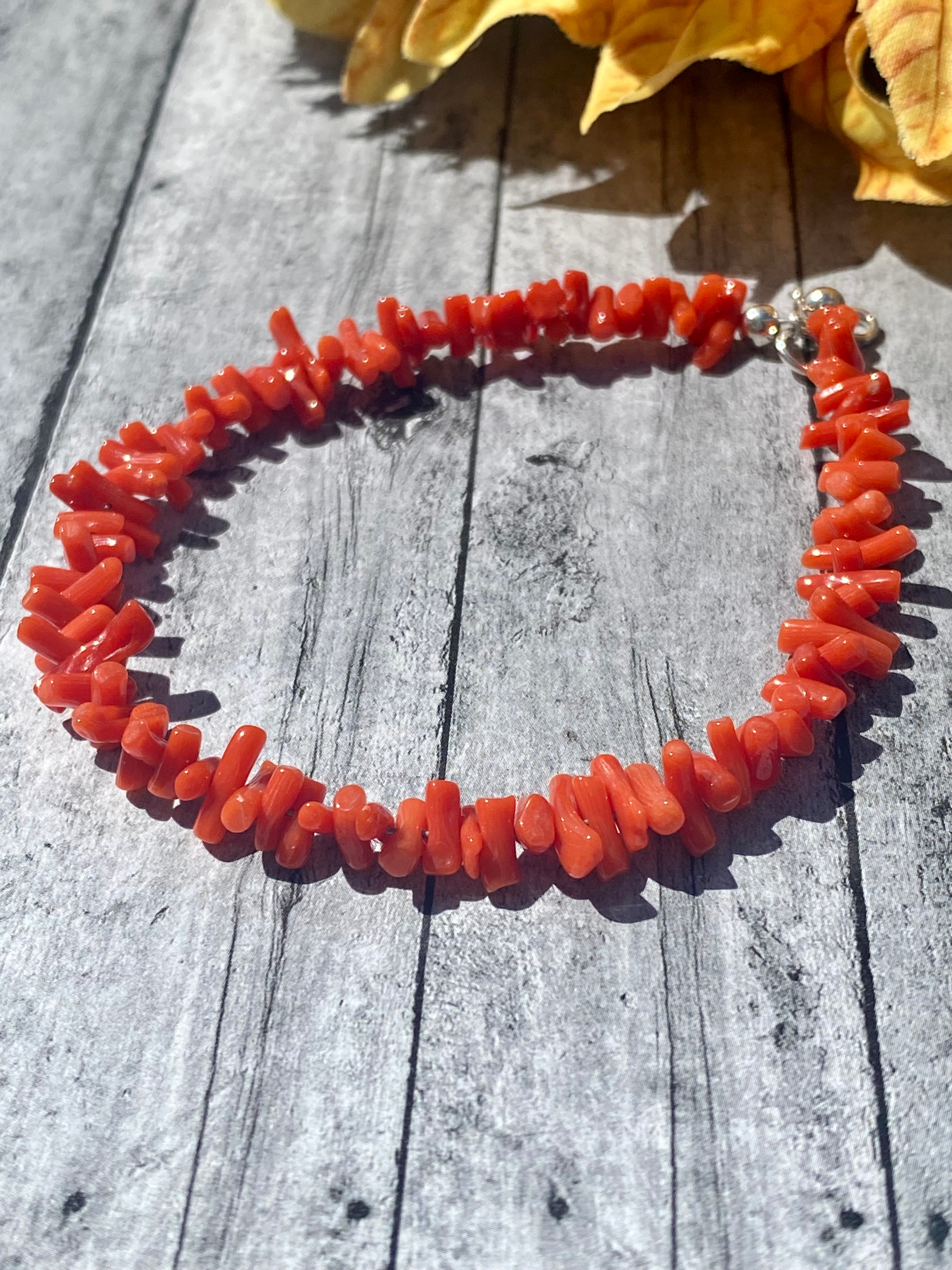 Handmade Southwest Red Coral & Sterling Silver Bracelet