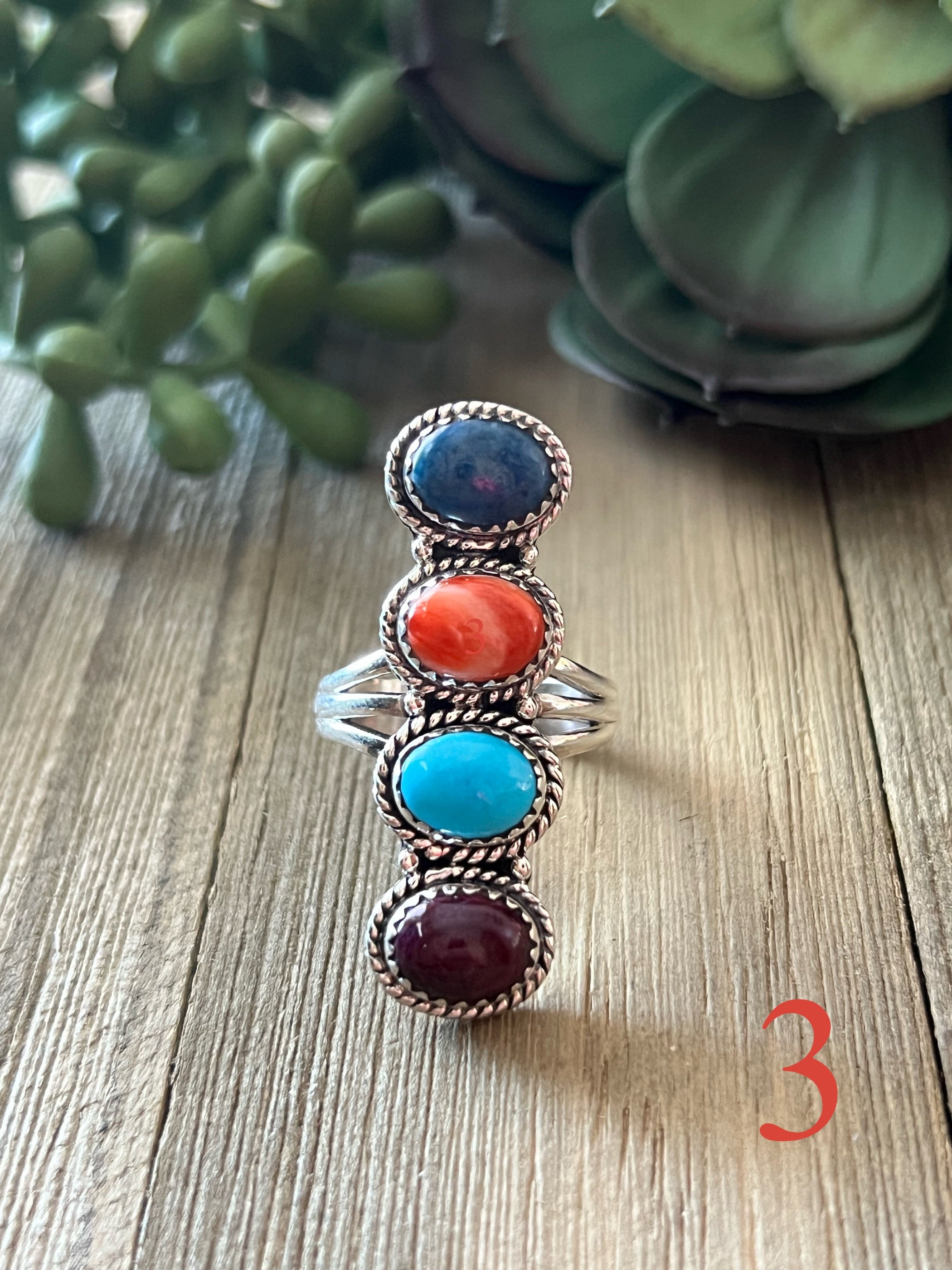 Southwest Made Multi Stone & Sterling Silver Ring