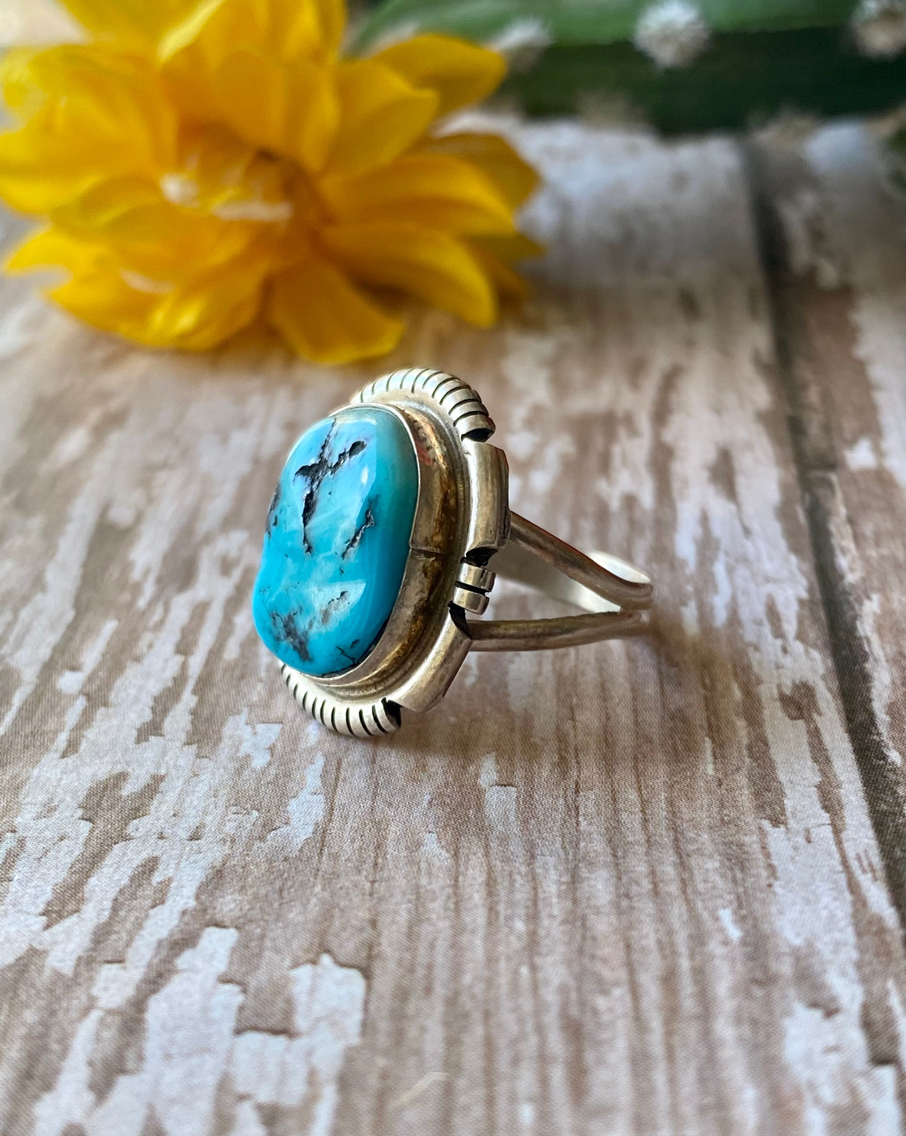 Eli Skeets Sleeping Beauty Turquoise & Sterling Silver Ring Size 5