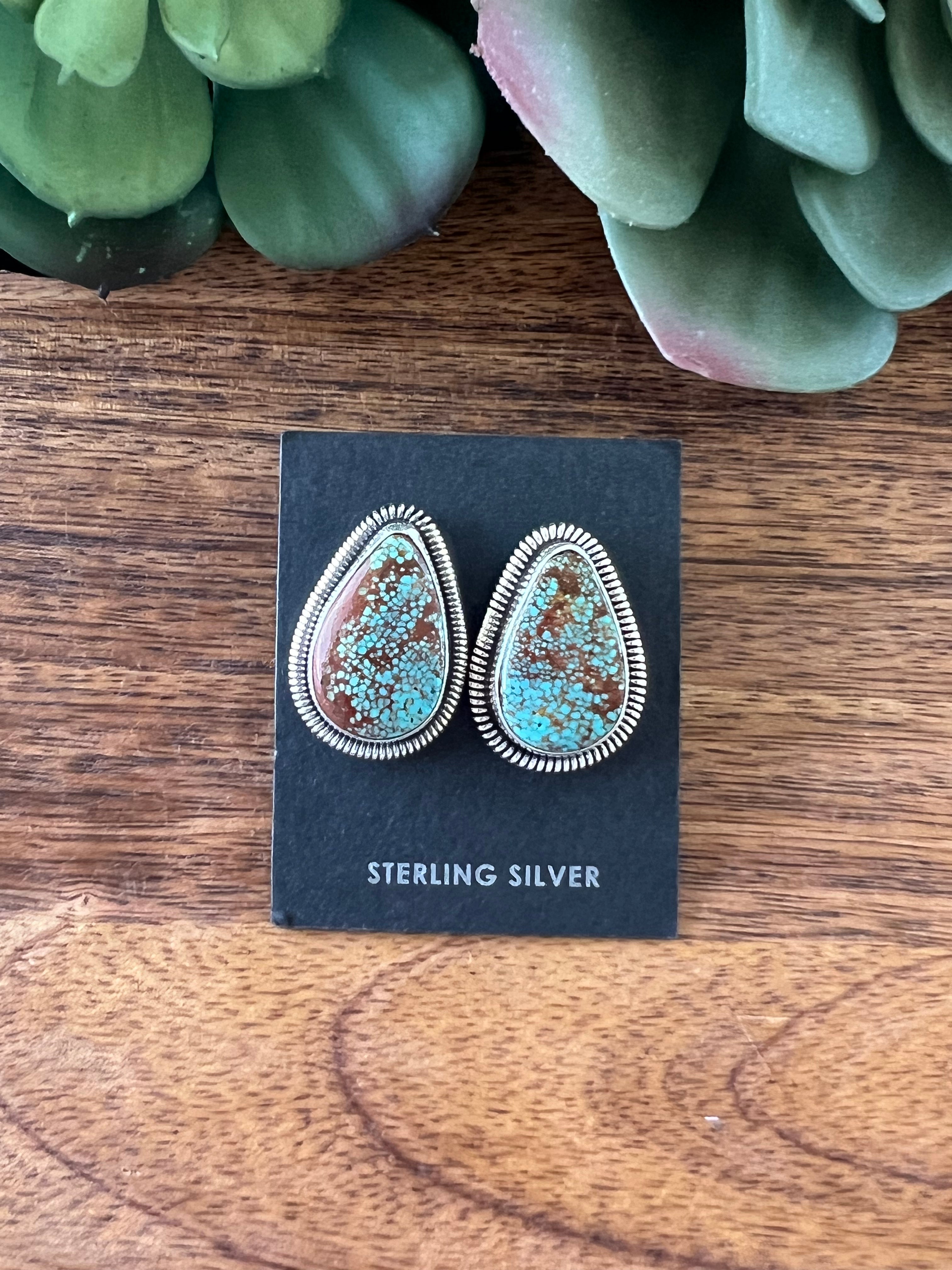 Wydelle Billie #8 Turquoise & Sterling Silver Post Earrings