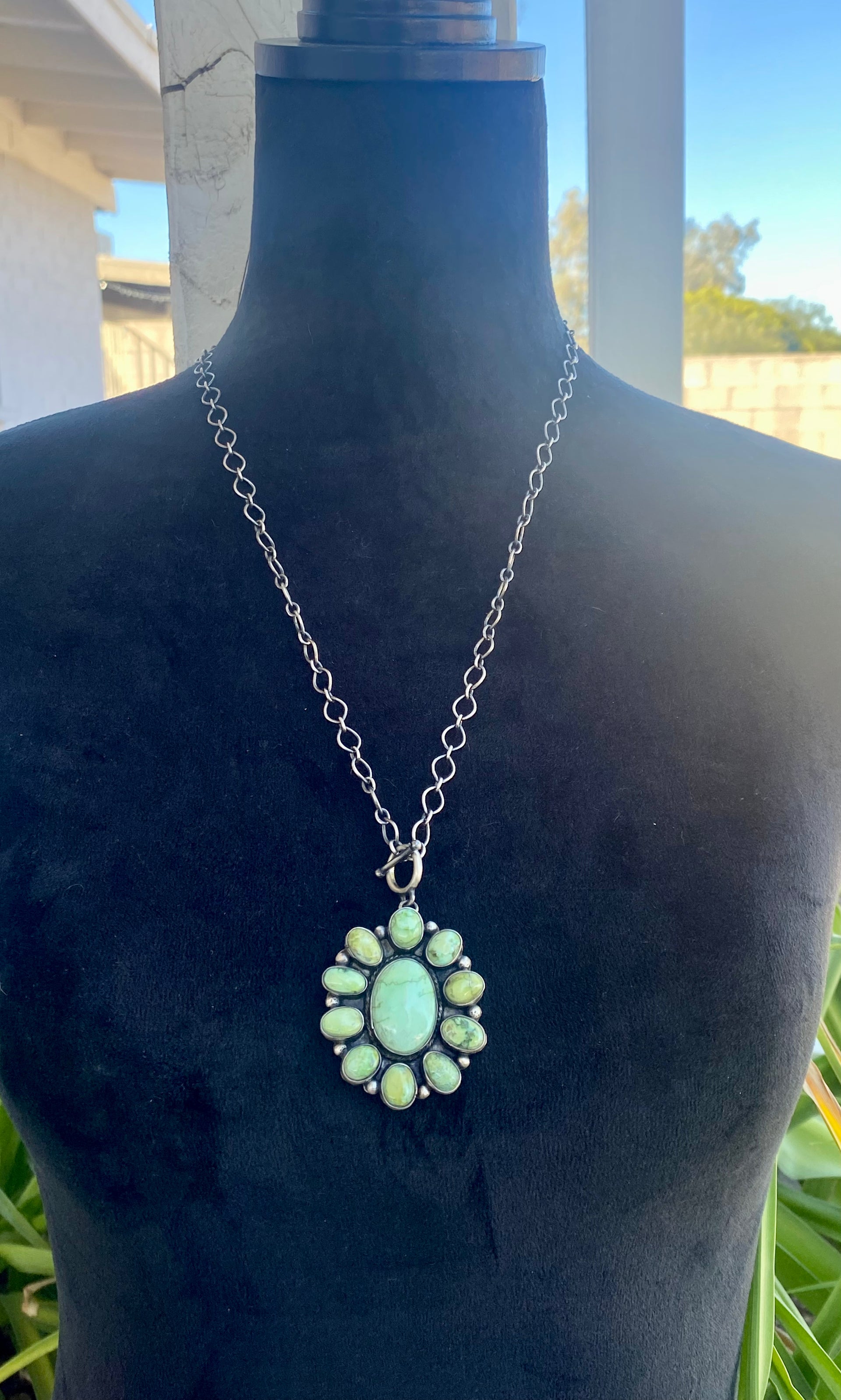 Jeff James Sonoran Gold Turquoise & Sterling Silver Cluster Necklace