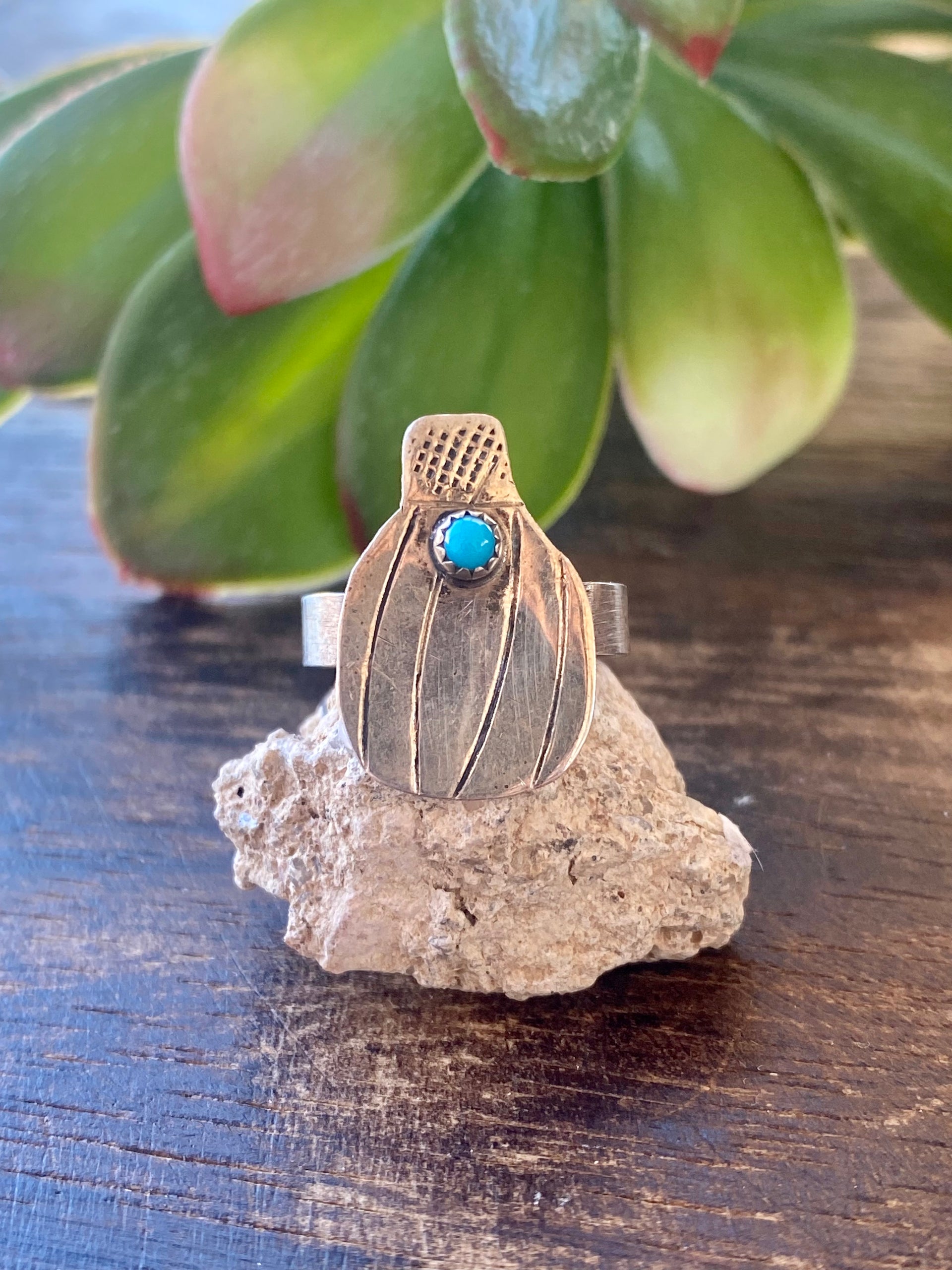 Philips Tsosie Kingman Turquoise & Sterling Silver Ring Size 5.25