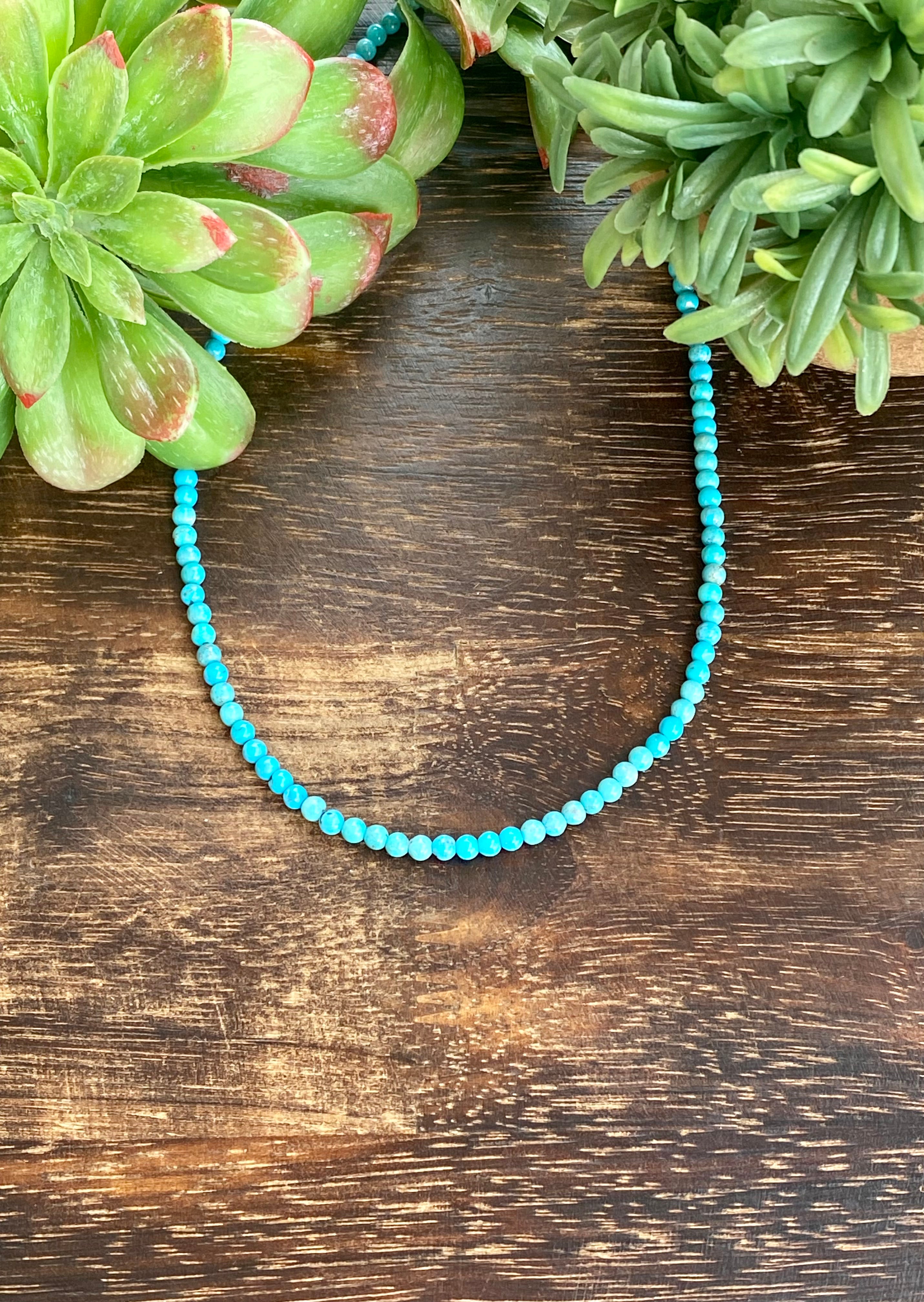 Navajo Strung Turquoise & Sterling Silver Beaded Necklace